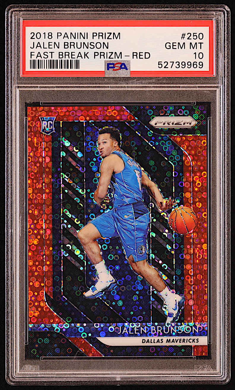 Jalen Brunson 2018-19 Panini Prizm Prizms Fast Break Red #250 RC #123/125 (PSA 10) at PristineAuction.com Jalen Brunson 2018-19 Panini Prizm Prizms Fast Break Red #250 RC #123/125 (PSA 10) at PristineAuction.com