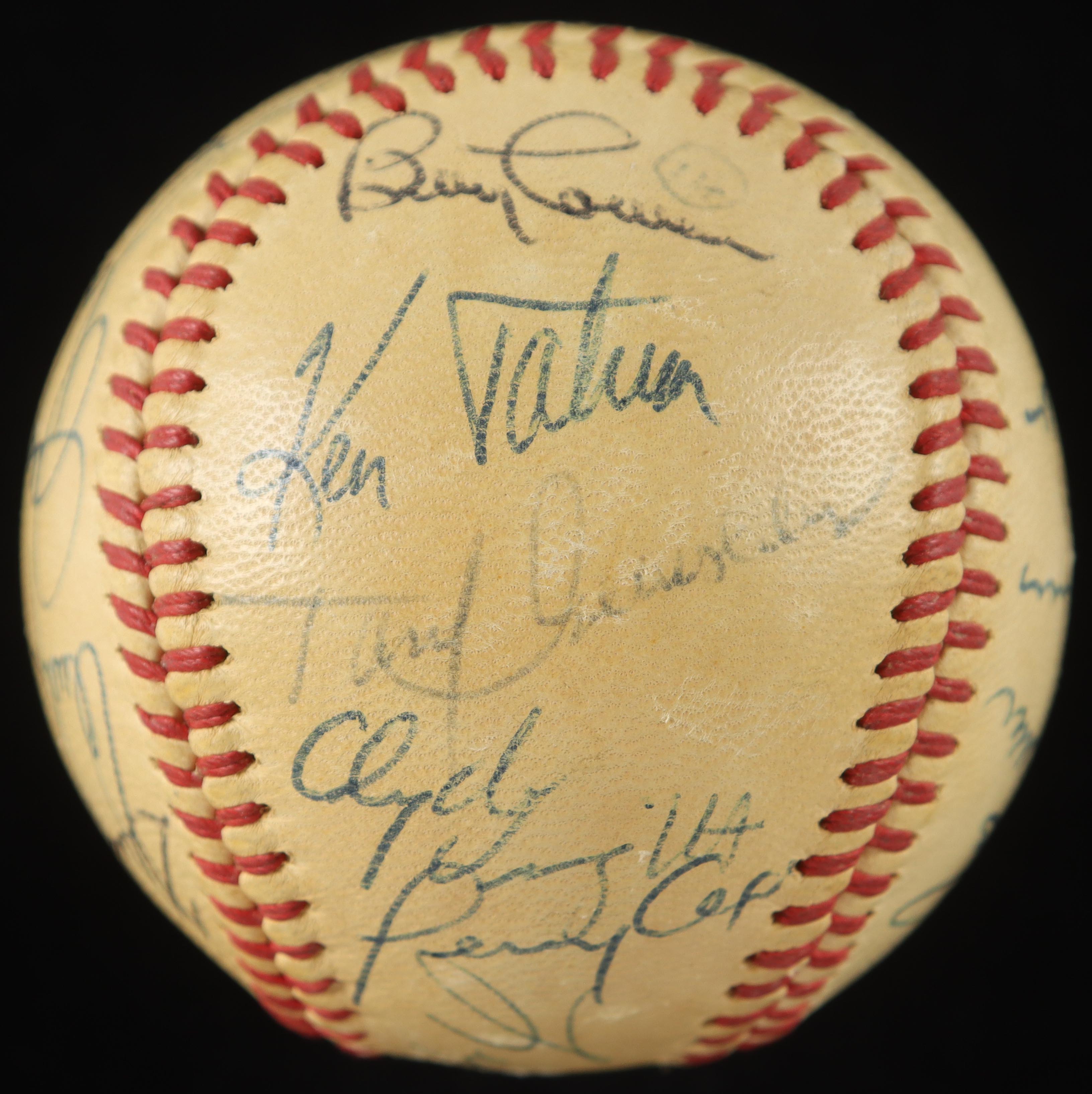 1970 Angels OAL Baseball Team-Signed by (26) with Jim Fregosi, Andy Messersmith, Clyde Wright, & Jay Johnstone with Display Case (PSA) at PristineAuction.com 1970 Angels OAL Baseball Team-Signed by (26) with Jim Fregosi, Andy Messersmith, Clyde Wright, & Jay Johnstone with Display Case (PSA) at PristineAuction.com