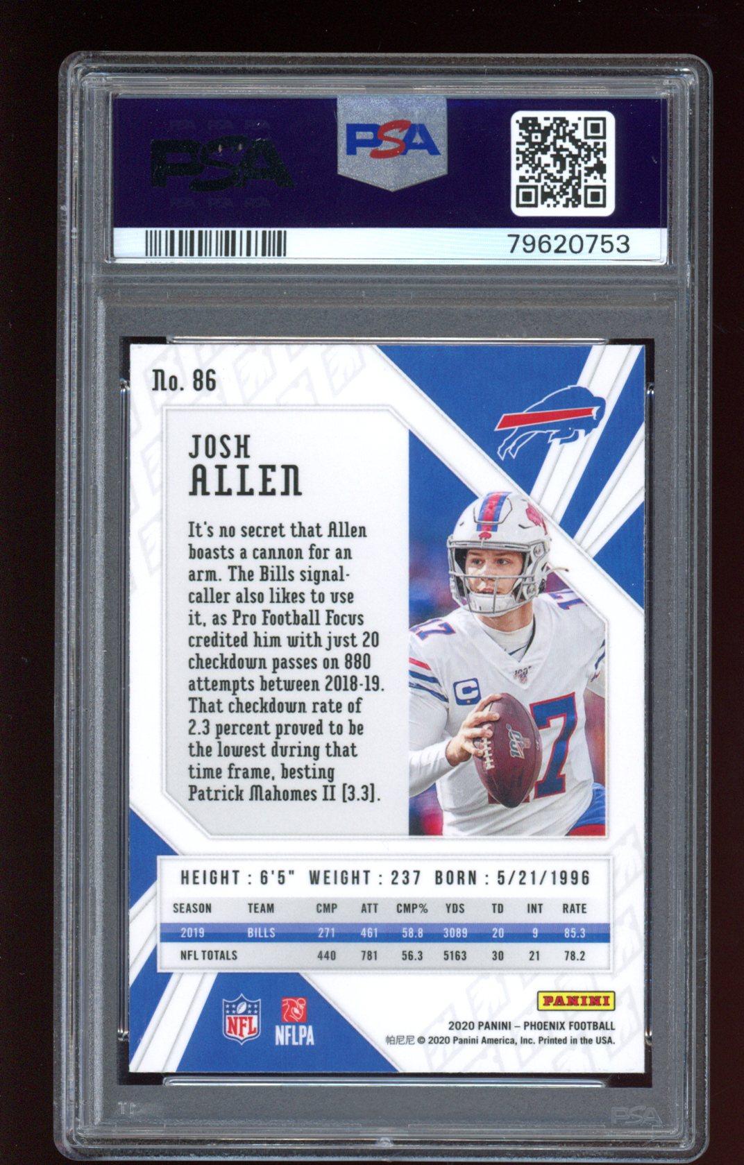 Josh Allen 2020 Panini Phoenix Fire Burst #86 (PSA 10) at PristineAuction.com Josh Allen 2020 Panini Phoenix Fire Burst #86 (PSA 10) at PristineAuction.com