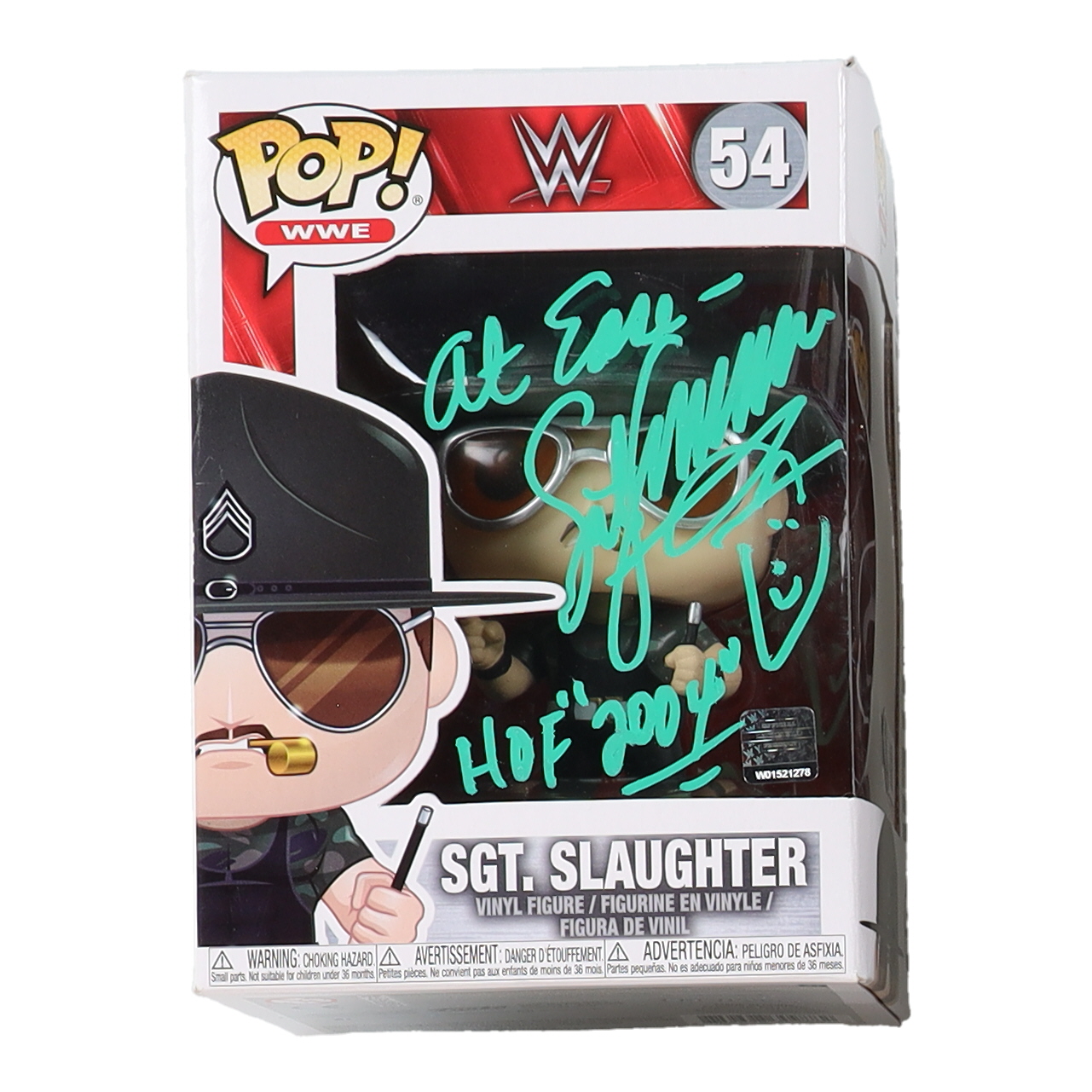 Sgt. Slaughter Signed "WWE" #54 Sgt. Slaughter Funko Pop Vinyl Figure Inscribed "At Ease" & "HOF '2004'" (Beckett) at PristineAuction.com Sgt. Slaughter Signed "WWE" #54 Sgt. Slaughter Funko Pop Vinyl Figure Inscribed "At Ease" & "HOF '2004'" (Beckett) at PristineAuction.com