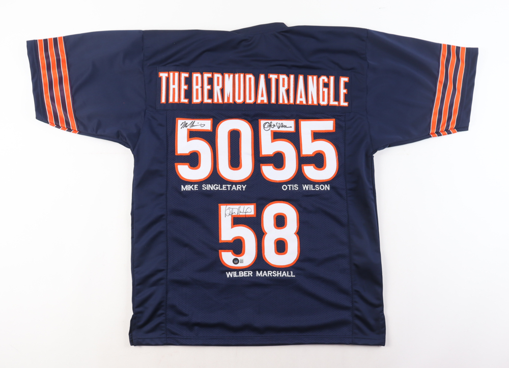 Mike Singletary, Otis Wilson, & Wilber Marshall Signed "The Bermuda Triangle" Jersey (Beckett) at PristineAuction.com Mike Singletary, Otis Wilson, & Wilber Marshall Signed "The Bermuda Triangle" Jersey (Beckett) at PristineAuction.com