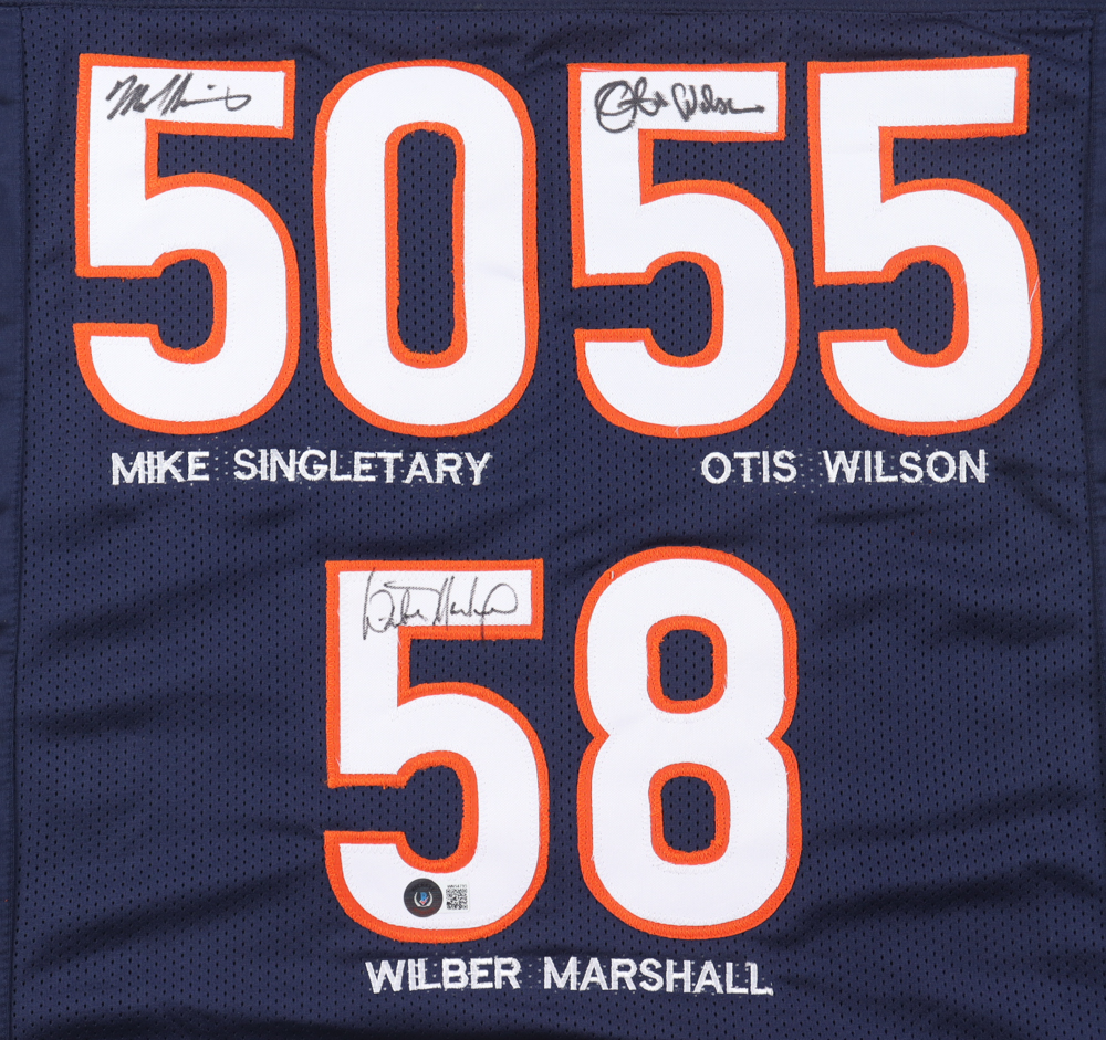 Mike Singletary, Otis Wilson, & Wilber Marshall Signed "The Bermuda Triangle" Jersey (Beckett) at PristineAuction.com Mike Singletary, Otis Wilson, & Wilber Marshall Signed "The Bermuda Triangle" Jersey (Beckett) at PristineAuction.com