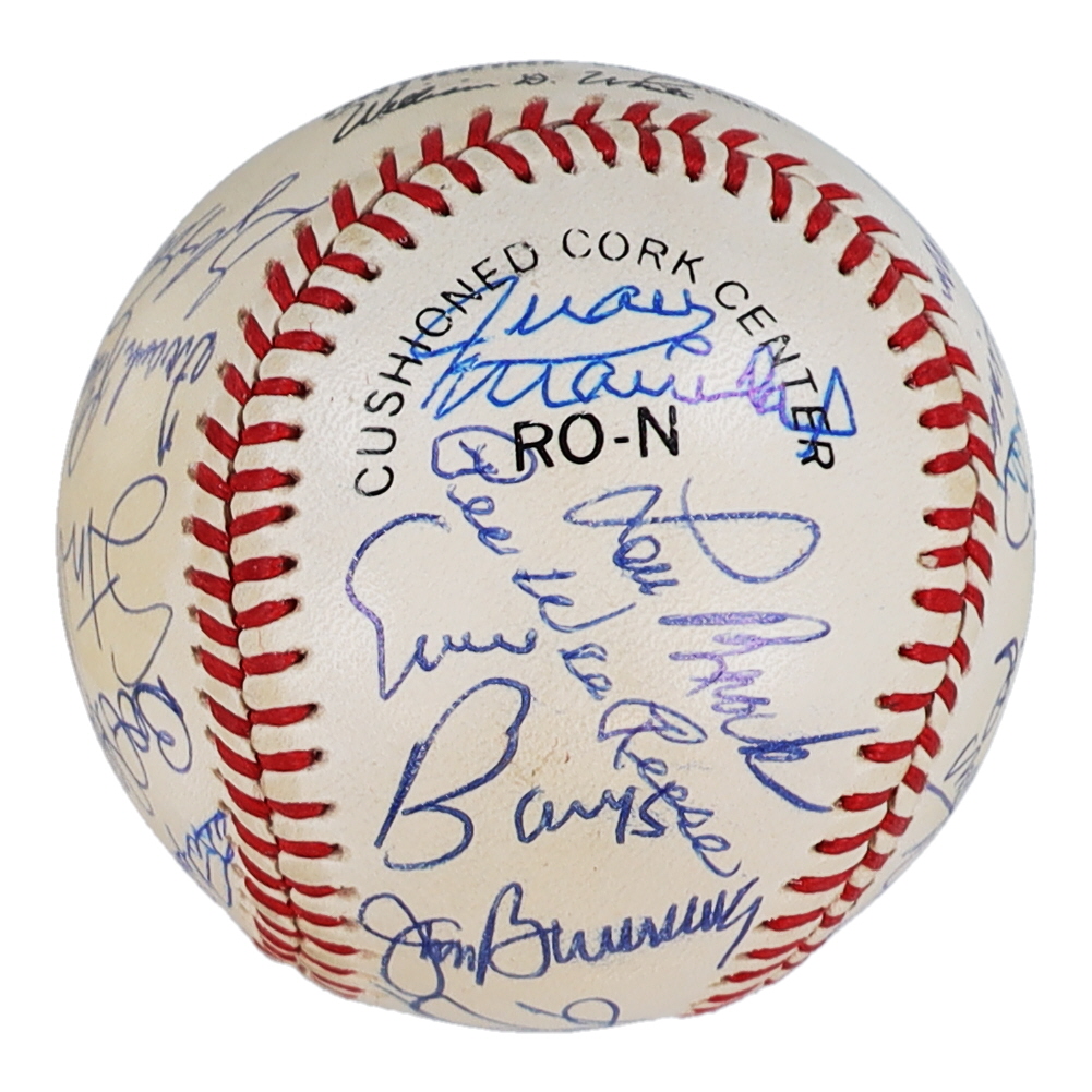 Baseball Hall of Famers ONL Baseball Signed by (23) with Hank Aaron, Sandy Koufax, Warren Spahn, Red Schoendist (Beckett) at PristineAuction.com Baseball Hall of Famers ONL Baseball Signed by (23) with Hank Aaron, Sandy Koufax, Warren Spahn, Red Schoendist (Beckett) at PristineAuction.com