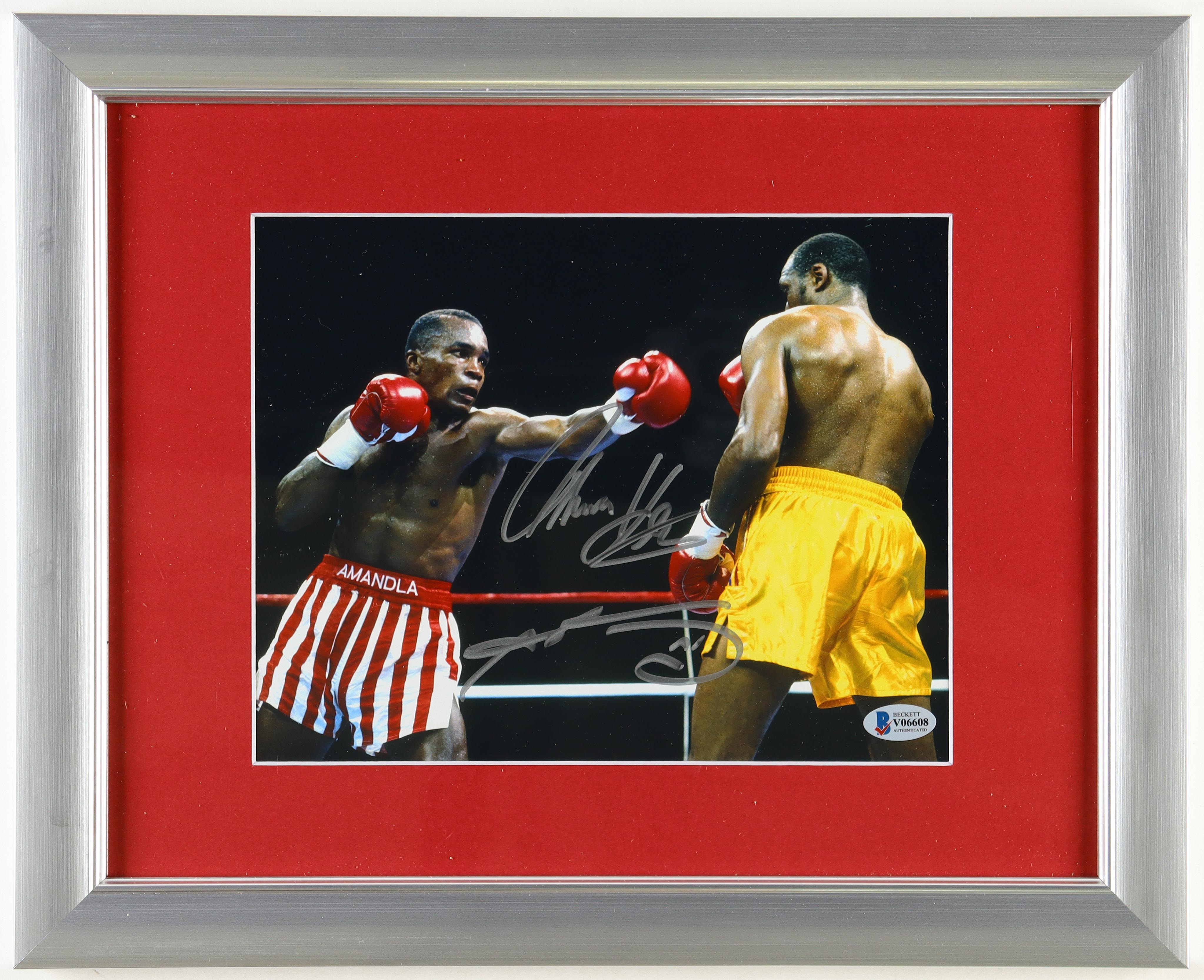Sugar Ray Leonard & Thomas Hearns Signed Custom Framed Photo Display (Beckett) at PristineAuction.com Sugar Ray Leonard & Thomas Hearns Signed Custom Framed Photo Display (Beckett) at PristineAuction.com
