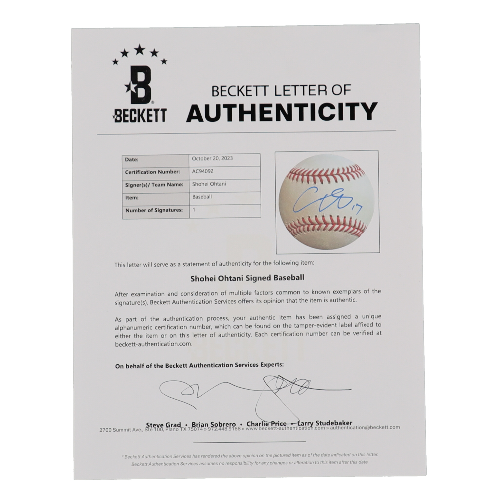 Shohei Ohtani Signed OML Baseball (Beckett) at PristineAuction.com Shohei Ohtani Signed OML Baseball (Beckett) at PristineAuction.com