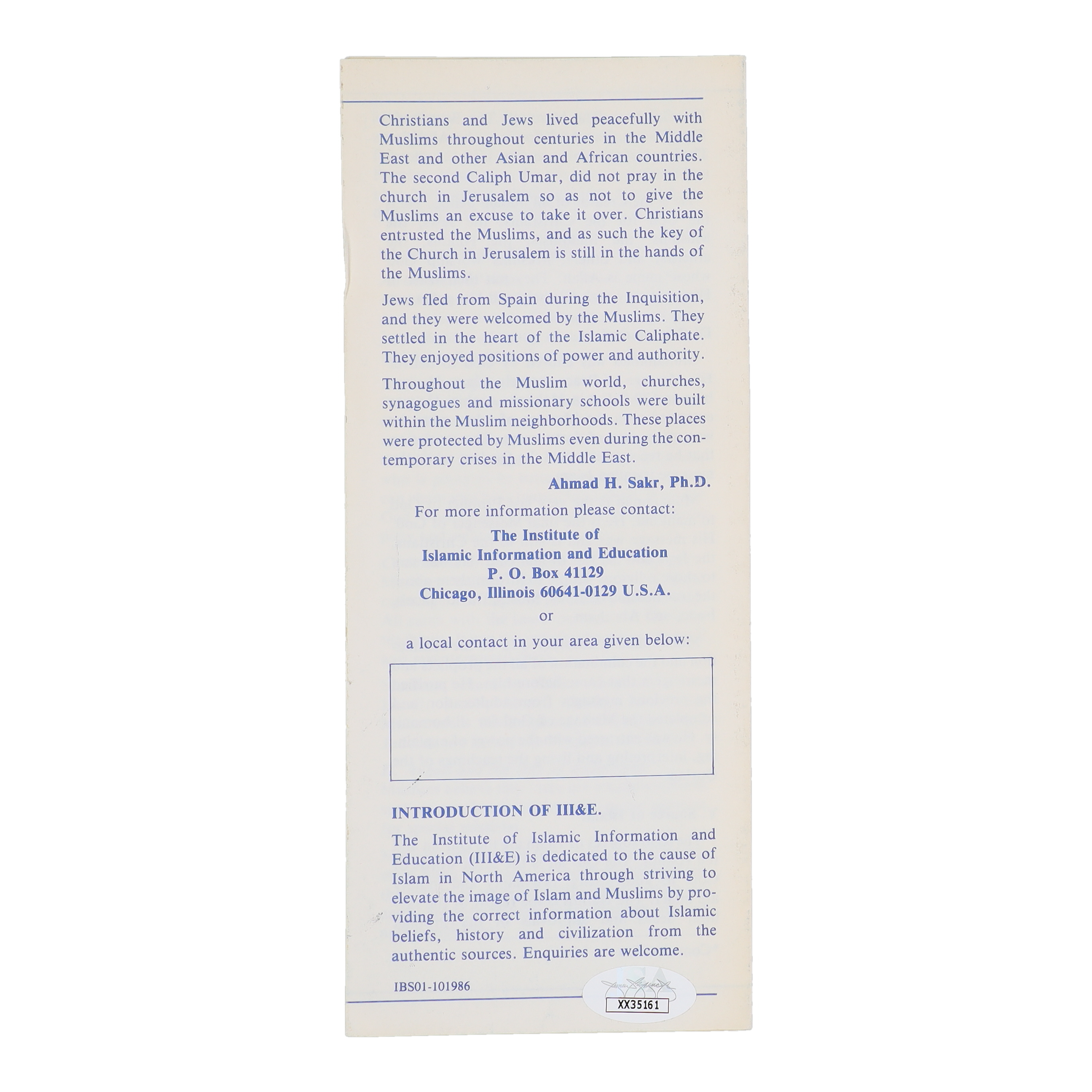 Muhammad Ali Signed "Introducing Islam" Pamphlet Inscribed "91" (JSA) at PristineAuction.com Muhammad Ali Signed "Introducing Islam" Pamphlet Inscribed "91" (JSA) at PristineAuction.com