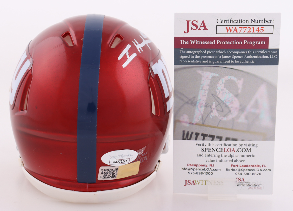 Isaiah Hodgins Signed Giants Flash Alternate Speed Mini Helmet (JSA) at PristineAuction.com Isaiah Hodgins Signed Giants Flash Alternate Speed Mini Helmet (JSA) at PristineAuction.com