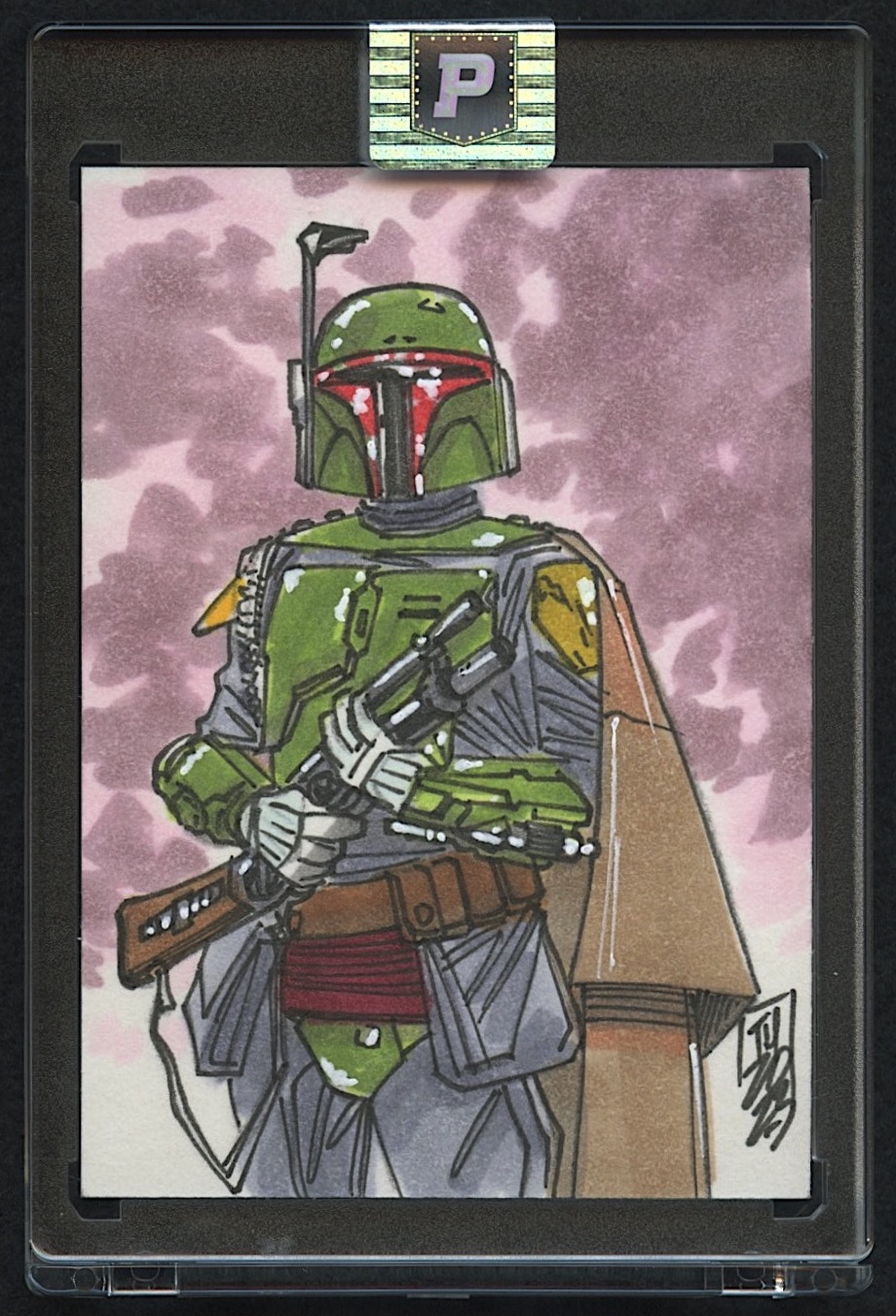 Boba Fett | Star Wars | Original Art Sketch Card by Tom Hodges (1/1 Original Art) at PristineAuction.com Boba Fett | Star Wars | Original Art Sketch Card by Tom Hodges (1/1 Original Art) at PristineAuction.com