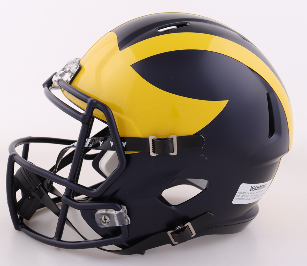 2023 Michigan Wolverines Full-Size Speed Helmet Team-Signed by (19) with J.J. McCarthy, Blake Corum, Roman Wilson, Colston Loveland (Beckett) at PristineAuction.com 2023 Michigan Wolverines Full-Size Speed Helmet Team-Signed by (19) with J.J. McCarthy, Blake Corum, Roman Wilson, Colston Loveland (Beckett) at PristineAuction.com