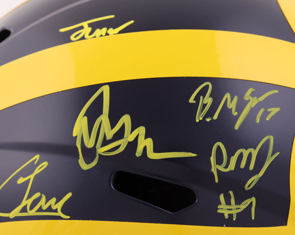 2023 Michigan Wolverines Full-Size Speed Helmet Team-Signed by (19) with J.J. McCarthy, Blake Corum, Roman Wilson, Colston Loveland (Beckett) at PristineAuction.com 2023 Michigan Wolverines Full-Size Speed Helmet Team-Signed by (19) with J.J. McCarthy, Blake Corum, Roman Wilson, Colston Loveland (Beckett) at PristineAuction.com