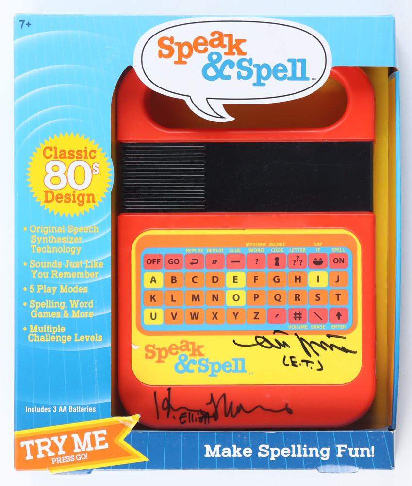 Henry Thomas & Matthew Demeritt Signed "E.T." Speak & Spell Game Inscribed "ET" & "Elliott" (Beckett) at PristineAuction.com Henry Thomas & Matthew Demeritt Signed "E.T." Speak & Spell Game Inscribed "ET" & "Elliott" (Beckett) at PristineAuction.com