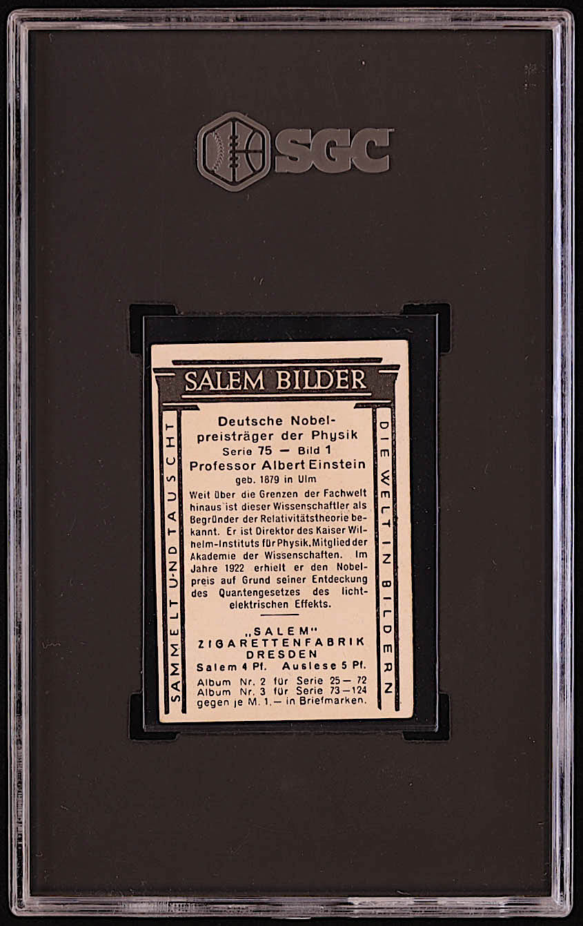 Albert Einstein 1928 Salem Serie 75 #1 (SGC 2.5) at PristineAuction.com Albert Einstein 1928 Salem Serie 75 #1 (SGC 2.5) at PristineAuction.com