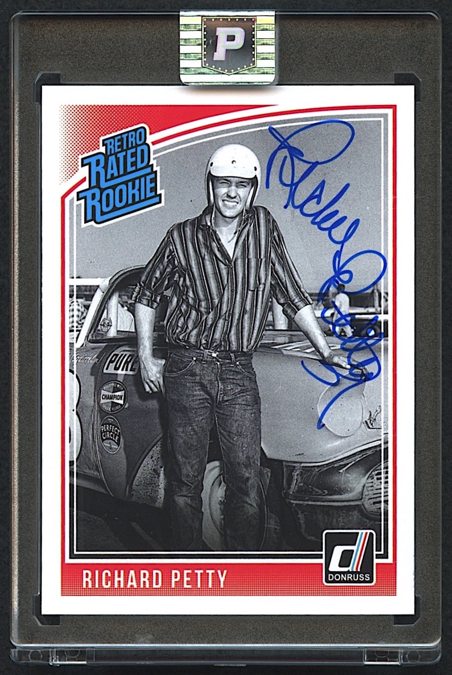 Richard Petty Signed 2019 Donruss #17 Retro Rated Rookie (PA Encapsulated) at PristineAuction.com Richard Petty Signed 2019 Donruss #17 Retro Rated Rookie (PA Encapsulated) at PristineAuction.com