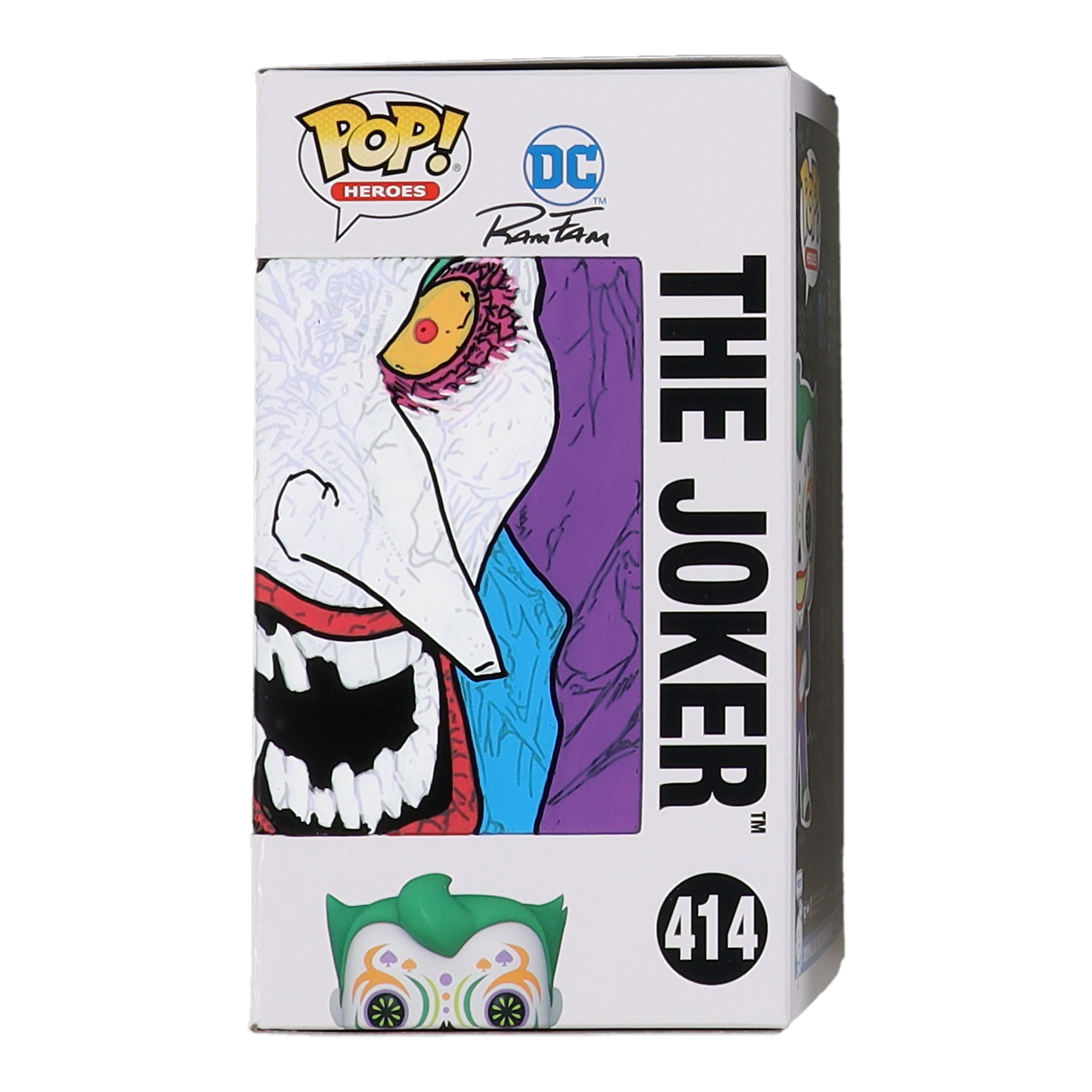 The Joker "DC Super Heroes" #414 Funko Pop! Vinyl Bobble-Head Figure with Custom Joker Artwork by Anthony "Ram Fam" Ramirez (PA) at PristineAuction.com The Joker "DC Super Heroes" #414 Funko Pop! Vinyl Bobble-Head Figure with Custom Joker Artwork by Anthony "Ram Fam" Ramirez (PA) at PristineAuction.com