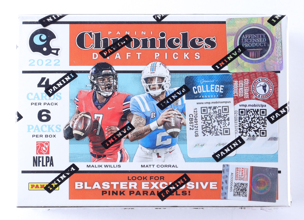 2022 Panini Chronicles Draft Picks Football Blaster Box with (6) Packs at PristineAuction.com 2022 Panini Chronicles Draft Picks Football Blaster Box with (6) Packs at PristineAuction.com