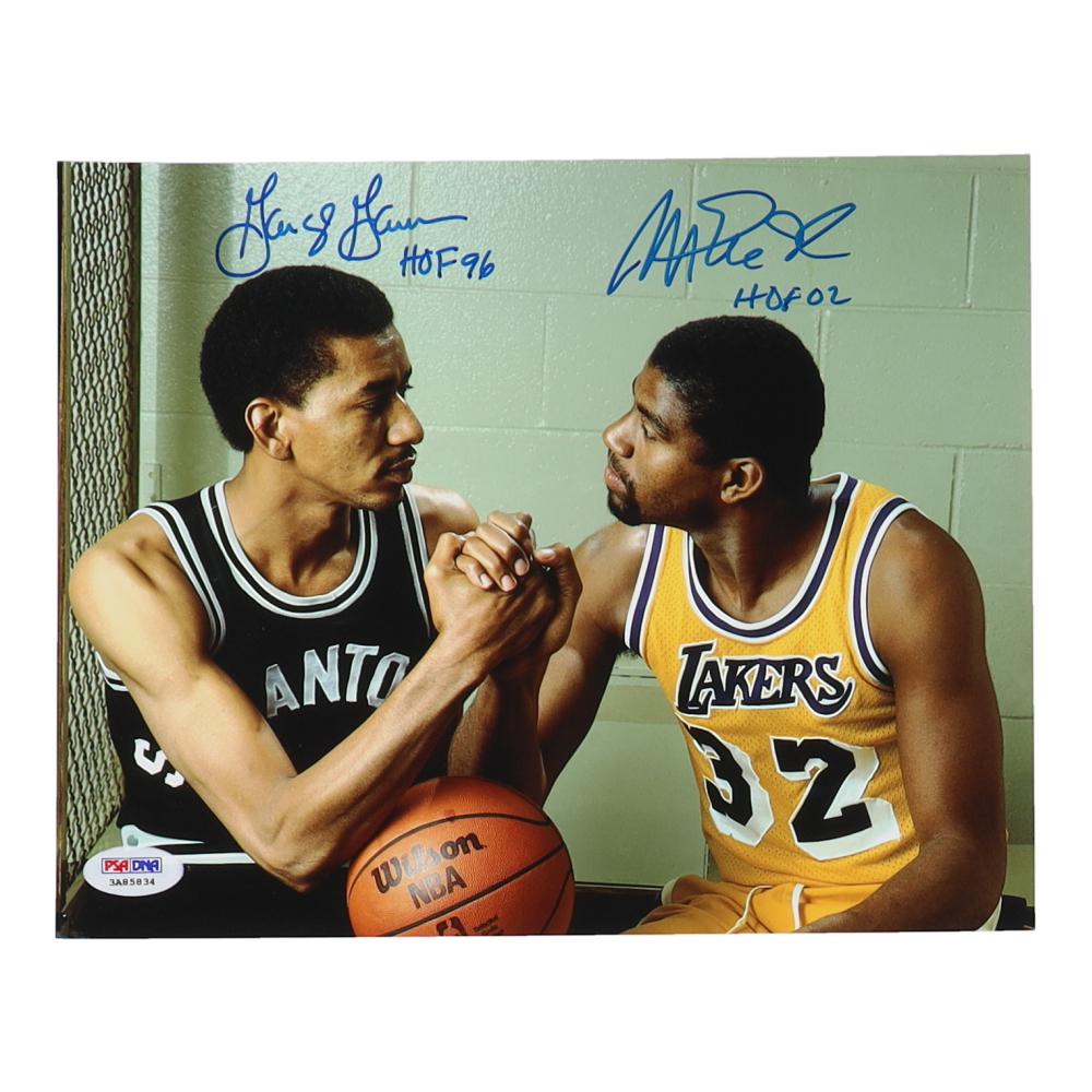 Magic Johnson & George Gervin Signed 8x10 Photo Inscribed