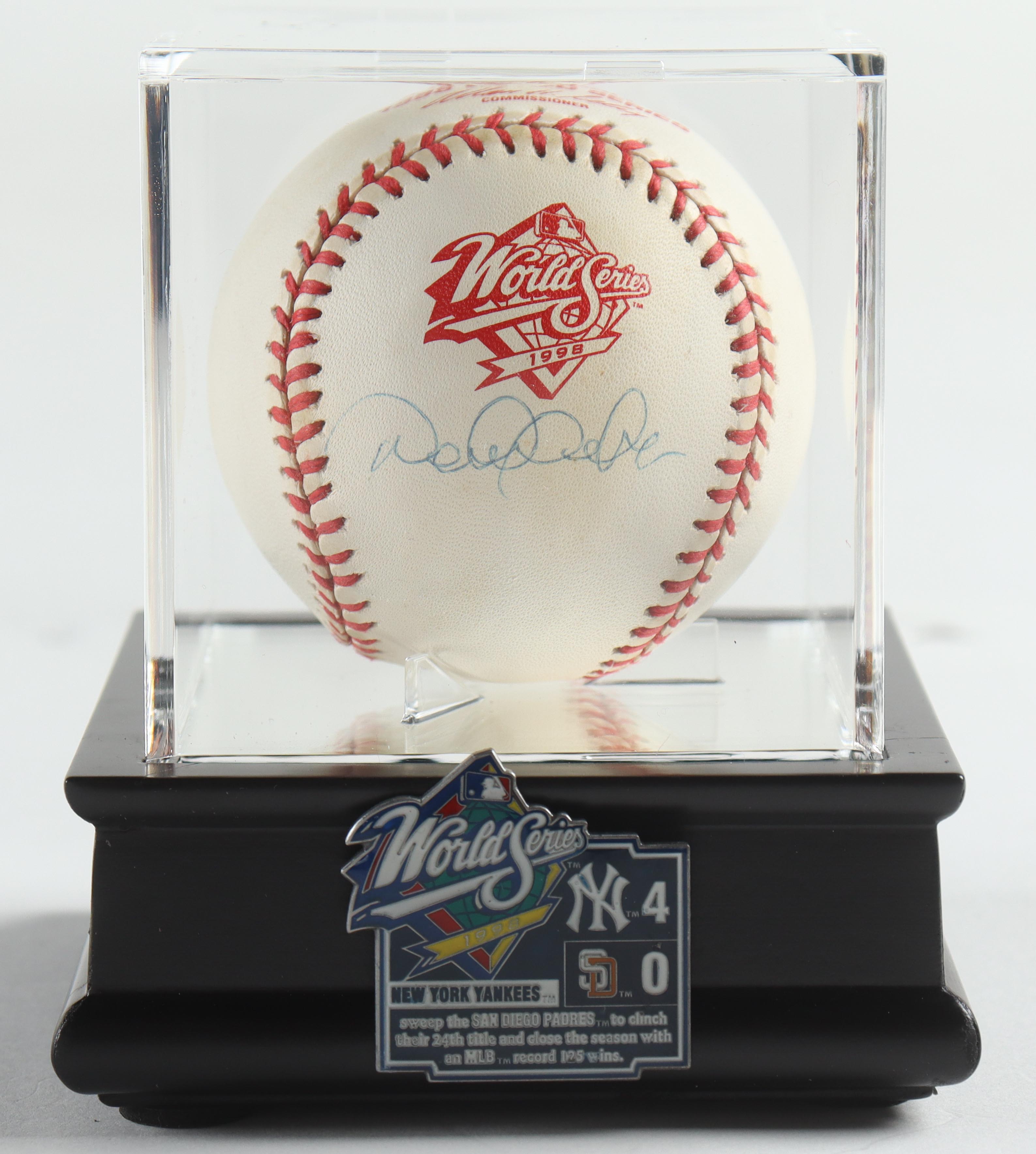 Derek Jeter Signed 1998 World Series Logo Baseball In Display Case (Steiner) at PristineAuction.com Derek Jeter Signed 1998 World Series Logo Baseball In Display Case (Steiner) at PristineAuction.com