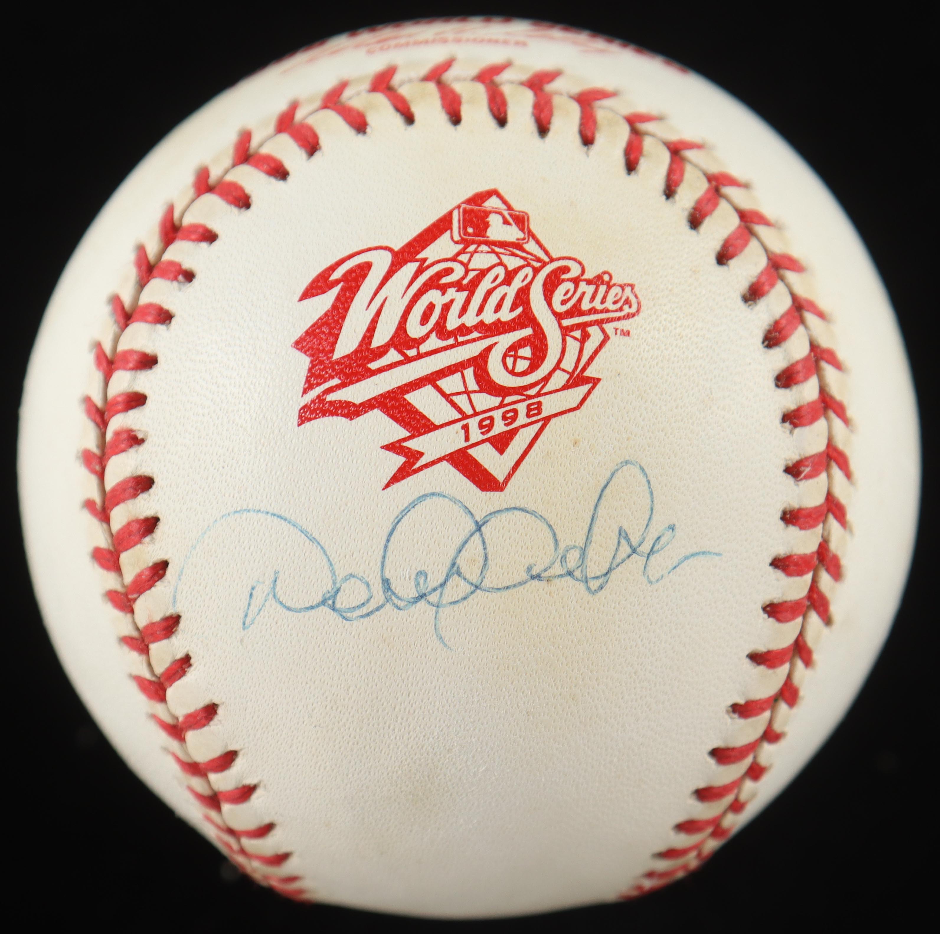 Derek Jeter Signed 1998 World Series Logo Baseball In Display Case (Steiner) at PristineAuction.com Derek Jeter Signed 1998 World Series Logo Baseball In Display Case (Steiner) at PristineAuction.com