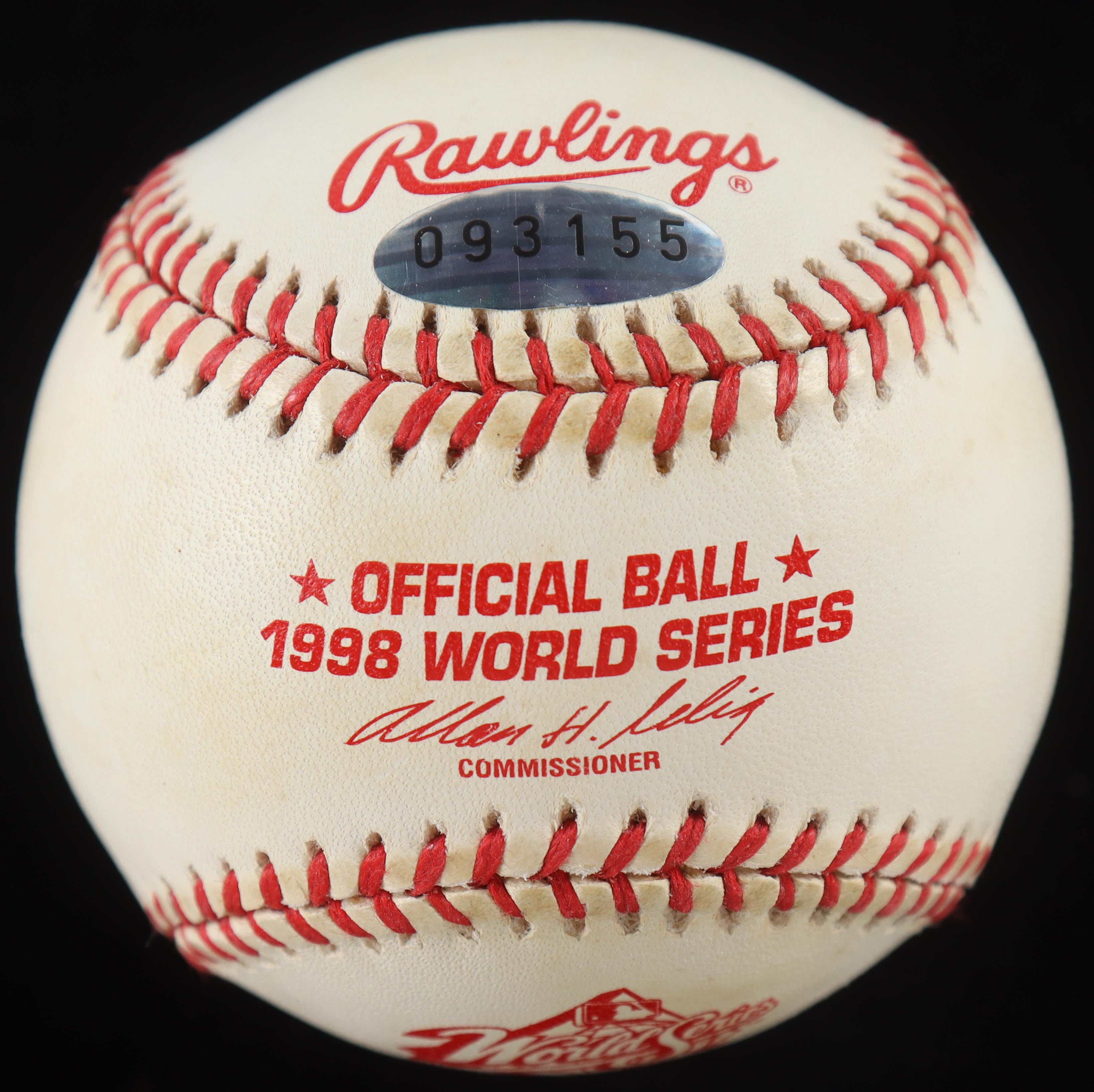 Derek Jeter Signed 1998 World Series Logo Baseball In Display Case (Steiner) at PristineAuction.com Derek Jeter Signed 1998 World Series Logo Baseball In Display Case (Steiner) at PristineAuction.com