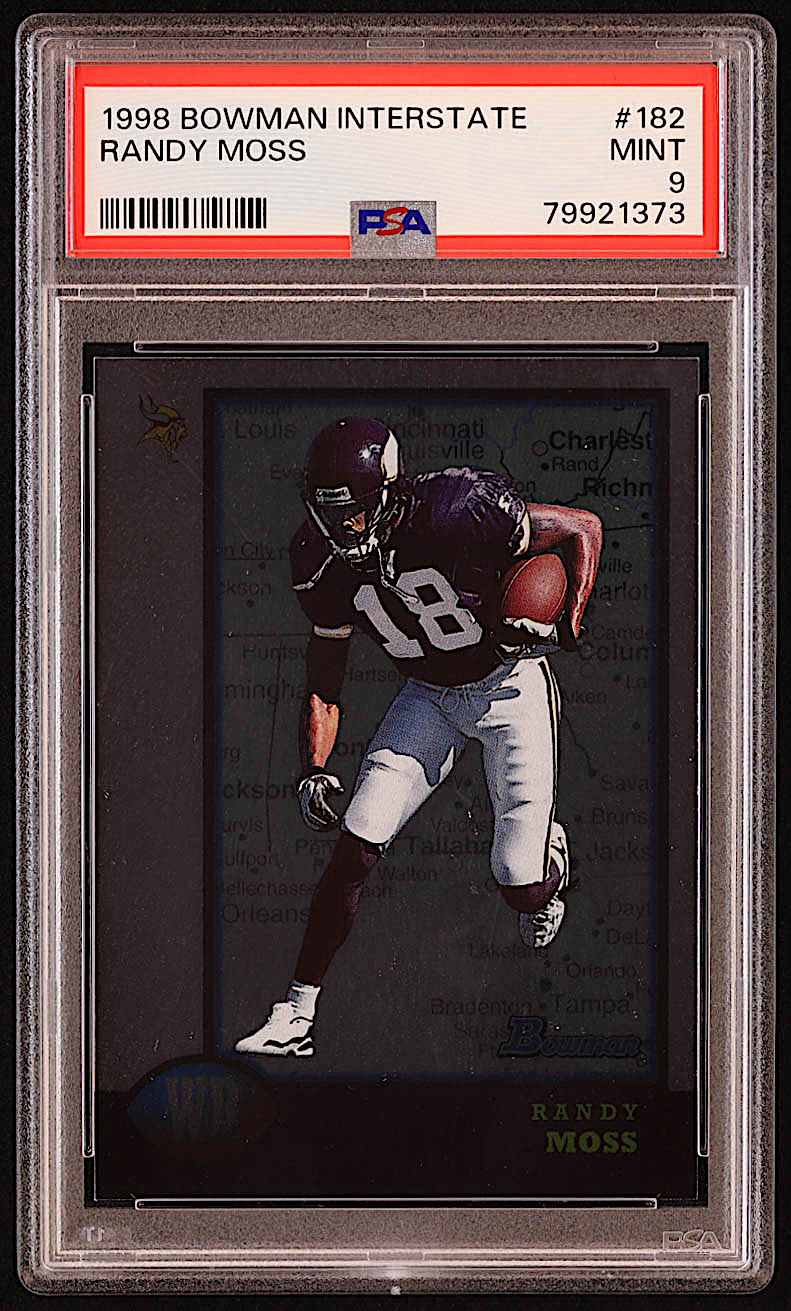 Randy Moss 1998 Bowman Interstate #182 (PSA 9) at PristineAuction.com Randy Moss 1998 Bowman Interstate #182 (PSA 9) at PristineAuction.com