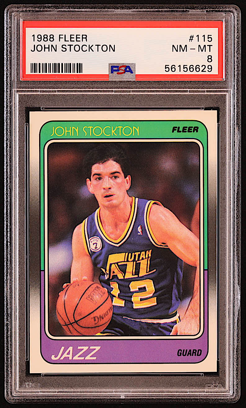 John Stockton 1988-89 Fleer #115 RC (PSA 8) at PristineAuction.com John Stockton 1988-89 Fleer #115 RC (PSA 8) at PristineAuction.com