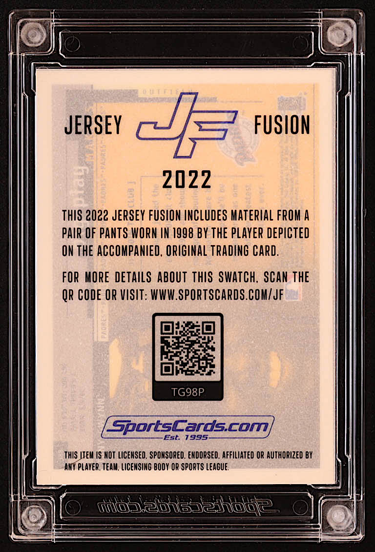 Tony Gwynn 2022 Jersey Fusion Game-Used Swatch #TG98P at PristineAuction.com Tony Gwynn 2022 Jersey Fusion Game-Used Swatch #TG98P at PristineAuction.com