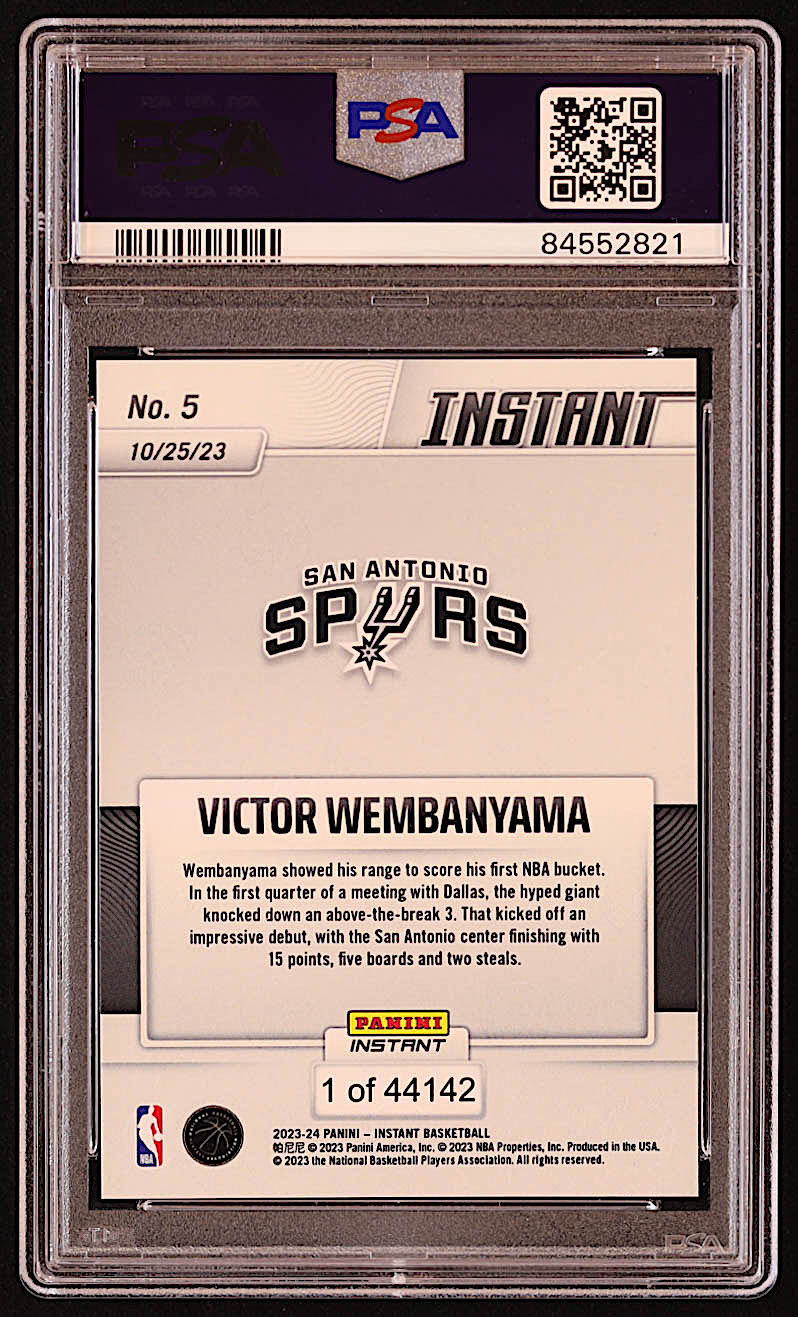 Victor Wembanyama 2023-24 Panini Instant #5 RC (PSA 10) at PristineAuction.com Victor Wembanyama 2023-24 Panini Instant #5 RC (PSA 10) at PristineAuction.com