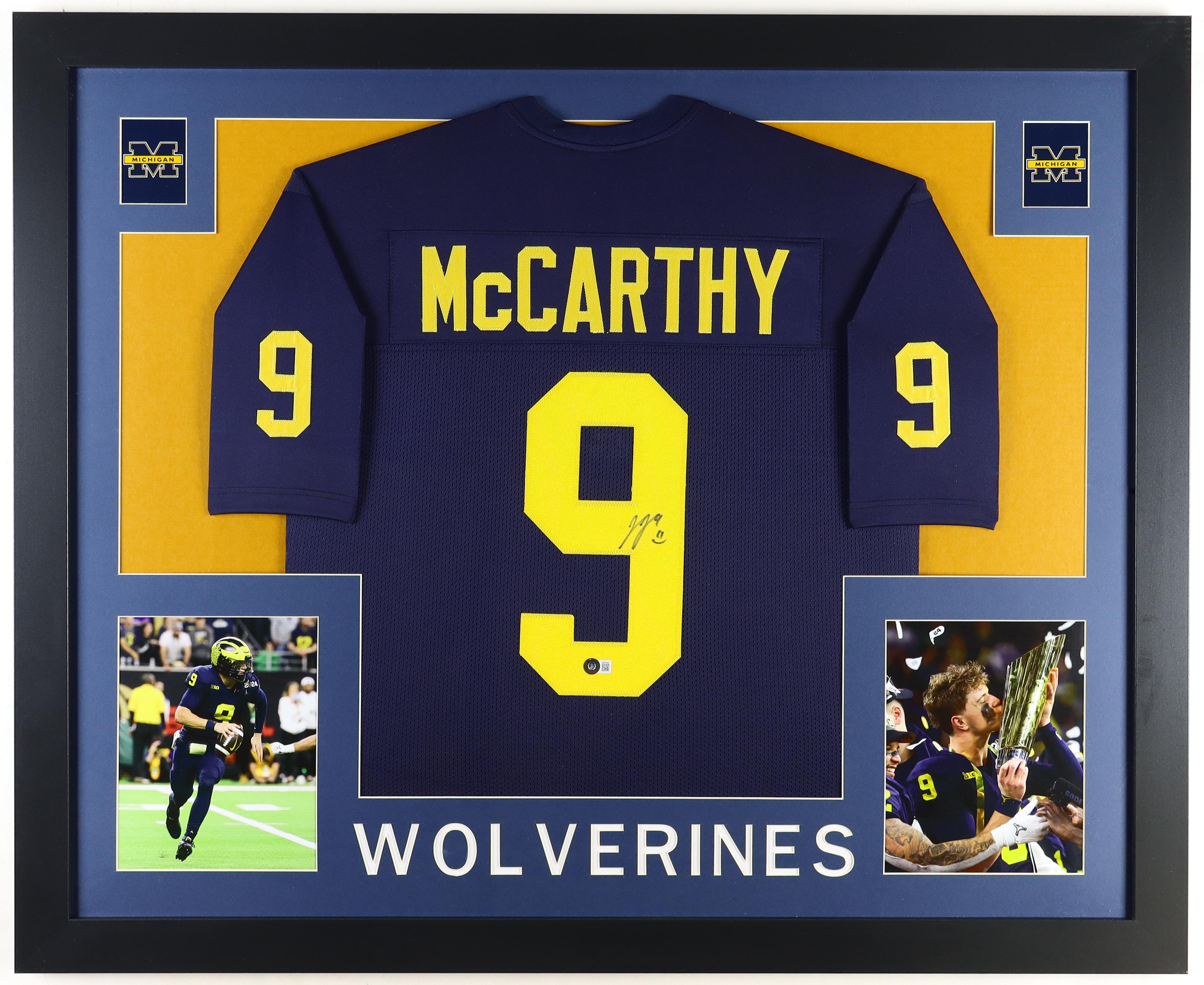 J. J. McCarthy Signed Custom Framed Jersey Display (Beckett) at PristineAuction.com J. J. McCarthy Signed Custom Framed Jersey Display (Beckett) at PristineAuction.com