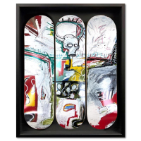 "Rotterdam (1982)" Custom Framed Skateboard Triptych by Jean-Michel Basquiat (Artova) at PristineAuction.com