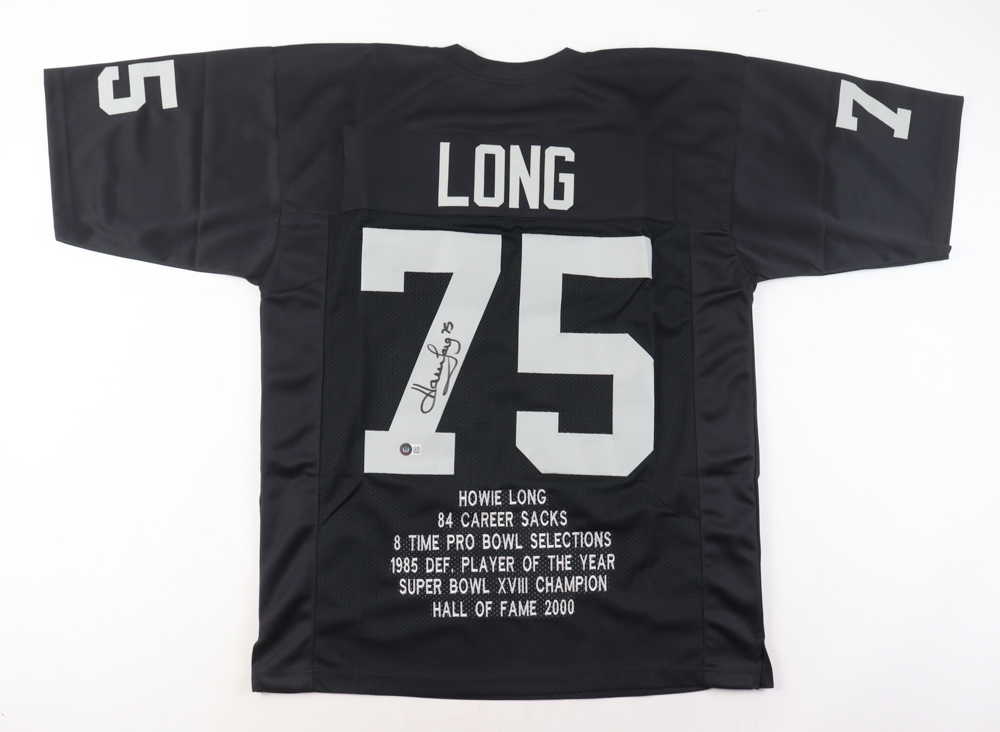Howie Long Signed Career Highlight Stat Jersey (Beckett) at PristineAuction.com Howie Long Signed Career Highlight Stat Jersey (Beckett) at PristineAuction.com