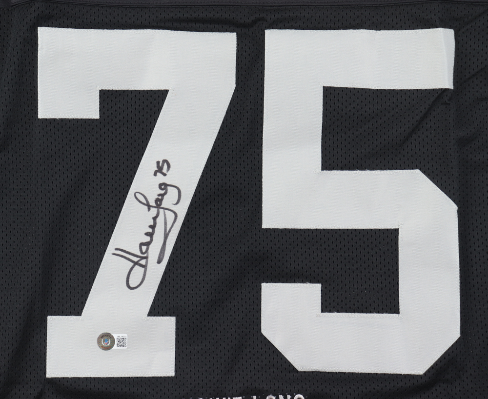 Howie Long Signed Career Highlight Stat Jersey (Beckett) at PristineAuction.com Howie Long Signed Career Highlight Stat Jersey (Beckett) at PristineAuction.com