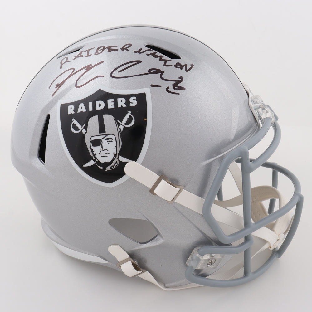 Maxx Crosby Signed Raiders Full Size Speed Helmet Inscribed "Raider Nation" (Beckett) at PristineAuction.com Maxx Crosby Signed Raiders Full Size Speed Helmet Inscribed "Raider Nation" (Beckett) at PristineAuction.com