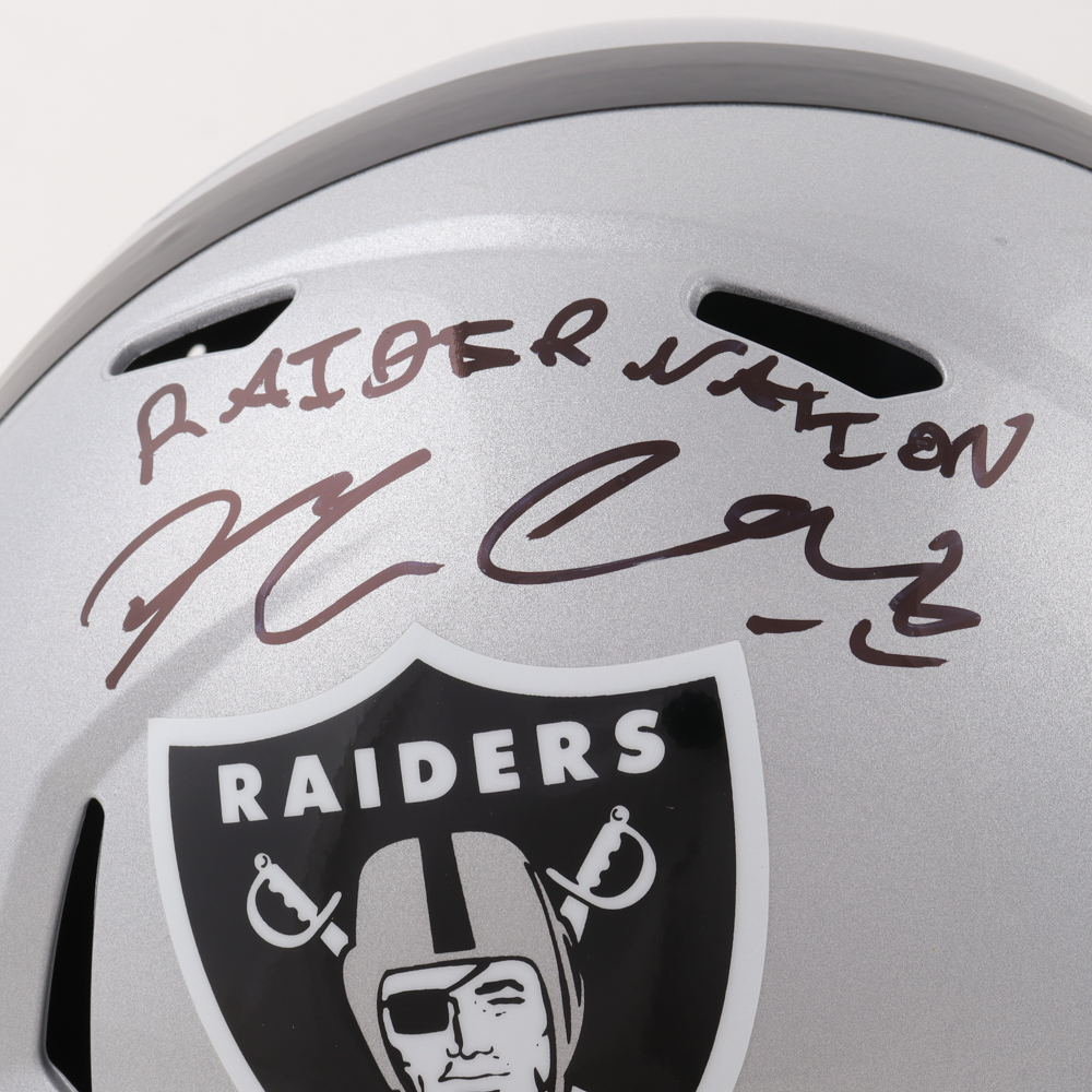 Maxx Crosby Signed Raiders Full Size Speed Helmet Inscribed "Raider Nation" (Beckett) at PristineAuction.com Maxx Crosby Signed Raiders Full Size Speed Helmet Inscribed "Raider Nation" (Beckett) at PristineAuction.com