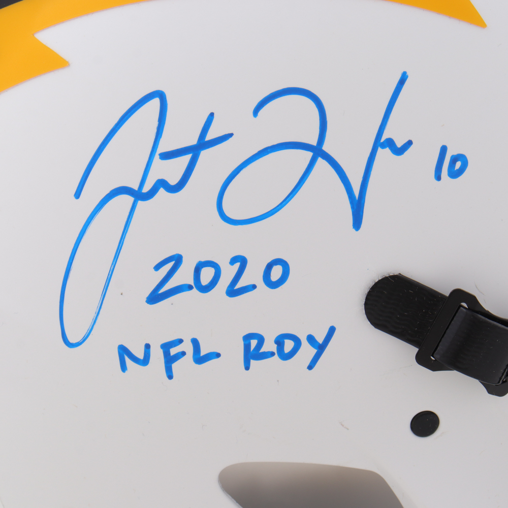 Justin Herbert Signed Chargers Full-Size Authentic On-Field Lunar Eclipse Alternate Speed Helmet Inscribed "2020 NFL ROY" (Beckett & SportsMemorabilia) at PristineAuction.com Justin Herbert Signed Chargers Full-Size Authentic On-Field Lunar Eclipse Alternate Speed Helmet Inscribed "2020 NFL ROY" (Beckett & SportsMemorabilia) at PristineAuction.com