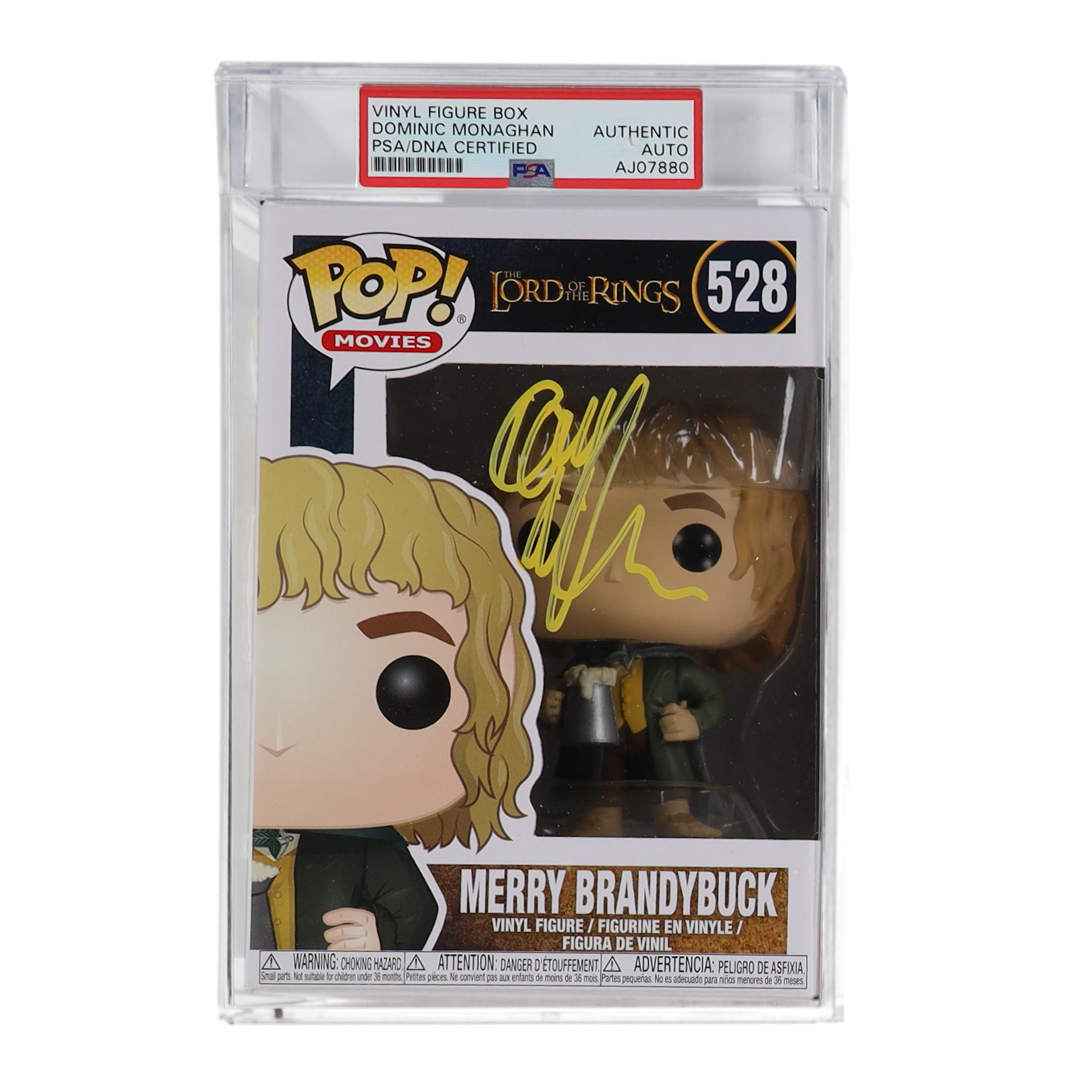Dominic Monaghan Signed "The Lord of the Rings" #528 Merry Brandybuck Funko Pop! Vinyl Figure (PSA) at PristineAuction.com Dominic Monaghan Signed "The Lord of the Rings" #528 Merry Brandybuck Funko Pop! Vinyl Figure (PSA) at PristineAuction.com