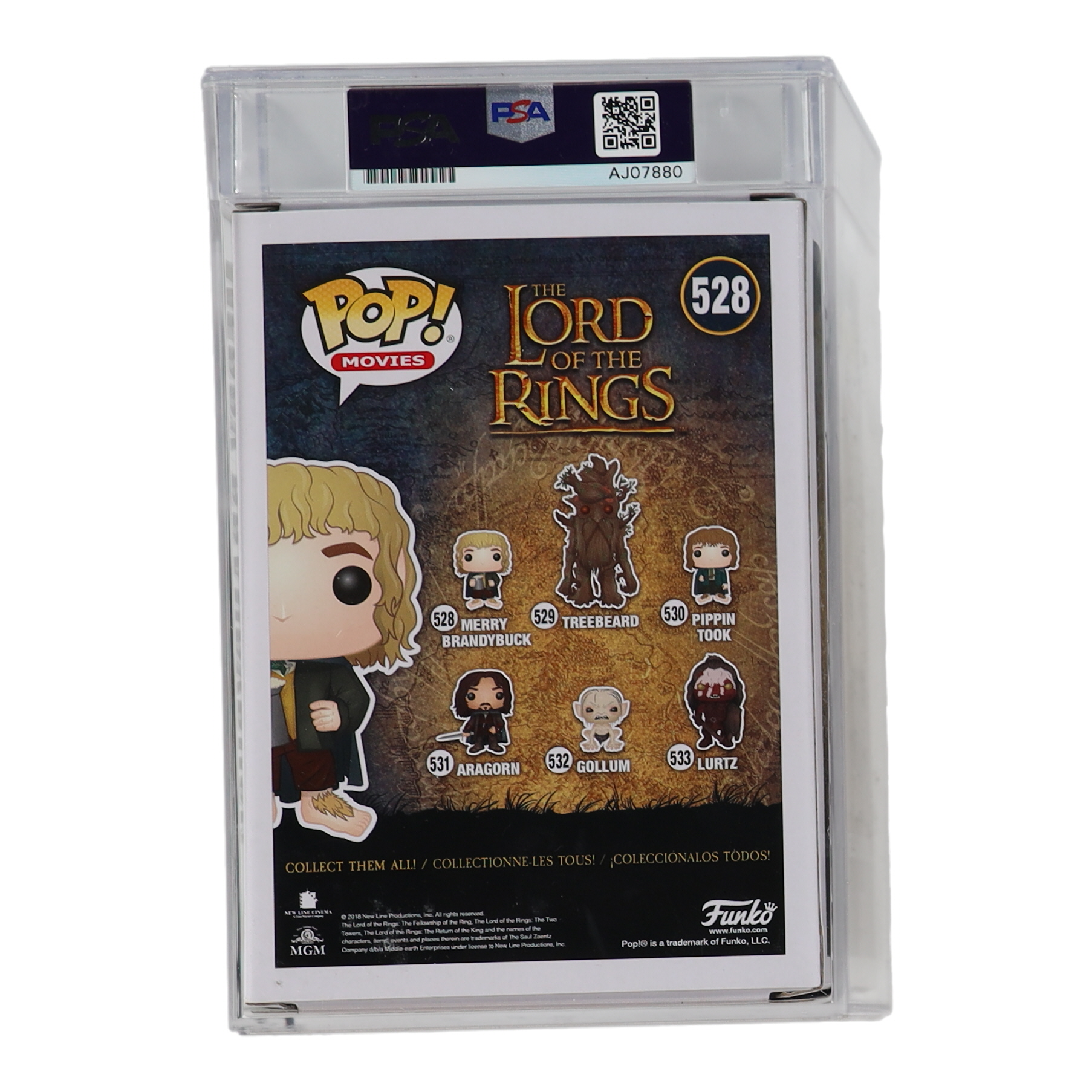 Dominic Monaghan Signed "The Lord of the Rings" #528 Merry Brandybuck Funko Pop! Vinyl Figure (PSA) at PristineAuction.com Dominic Monaghan Signed "The Lord of the Rings" #528 Merry Brandybuck Funko Pop! Vinyl Figure (PSA) at PristineAuction.com