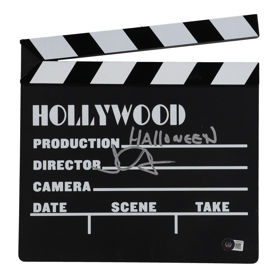 John Carpenter Signed Director's Clapboard Inscribed "Halloween" (Beckett) at PristineAuction.com John Carpenter Signed Director's Clapboard Inscribed "Halloween" (Beckett) at PristineAuction.com