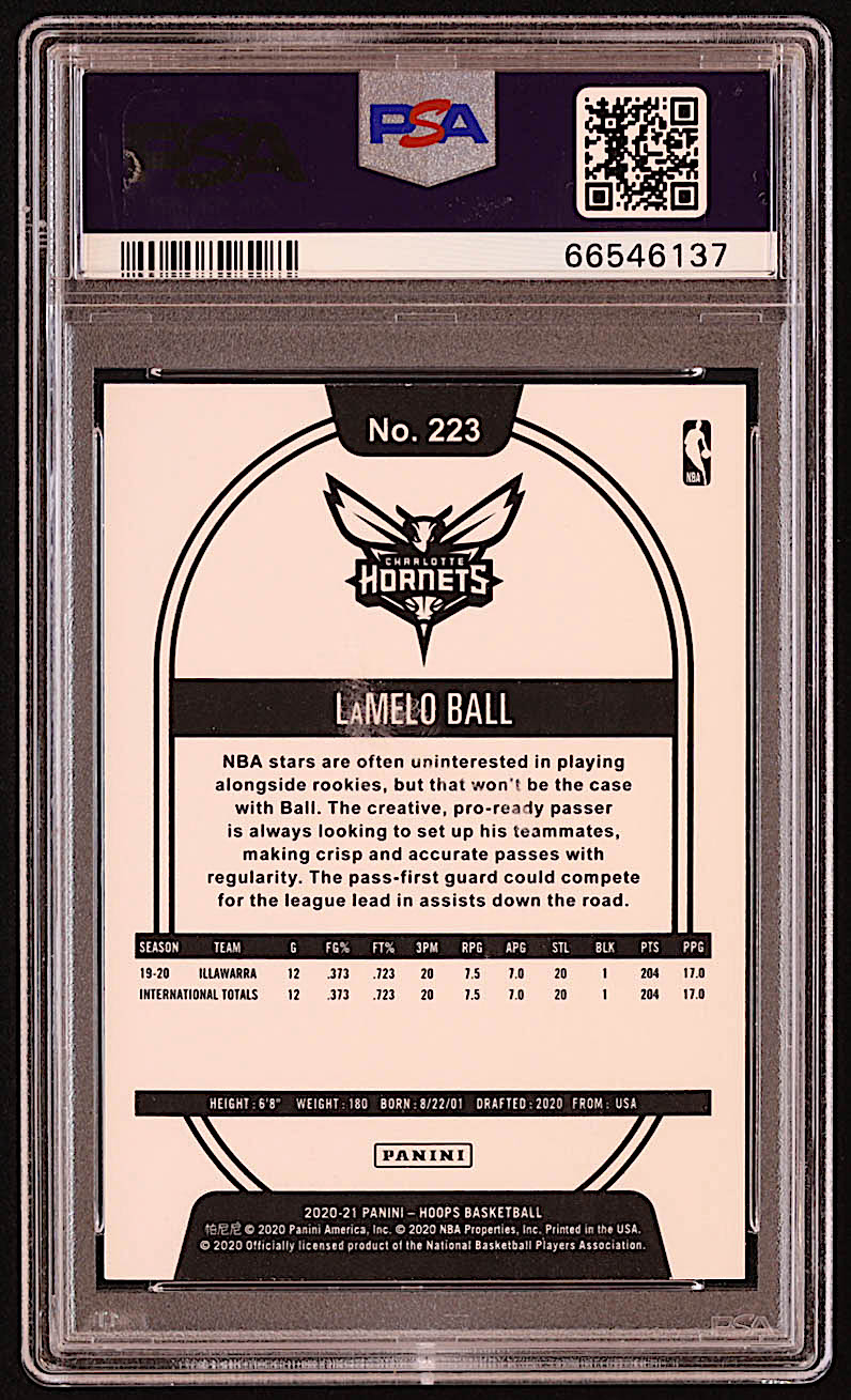LaMelo Ball 2020-21 Hoops #223 RC (PSA 10) at PristineAuction.com LaMelo Ball 2020-21 Hoops #223 RC (PSA 10) at PristineAuction.com