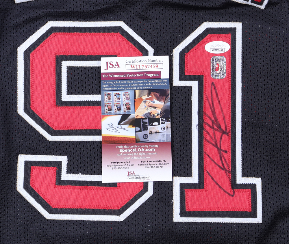 Dennis Rodman Signed Jersey (JSA & Rodman) at PristineAuction.com Dennis Rodman Signed Jersey (JSA & Rodman) at PristineAuction.com