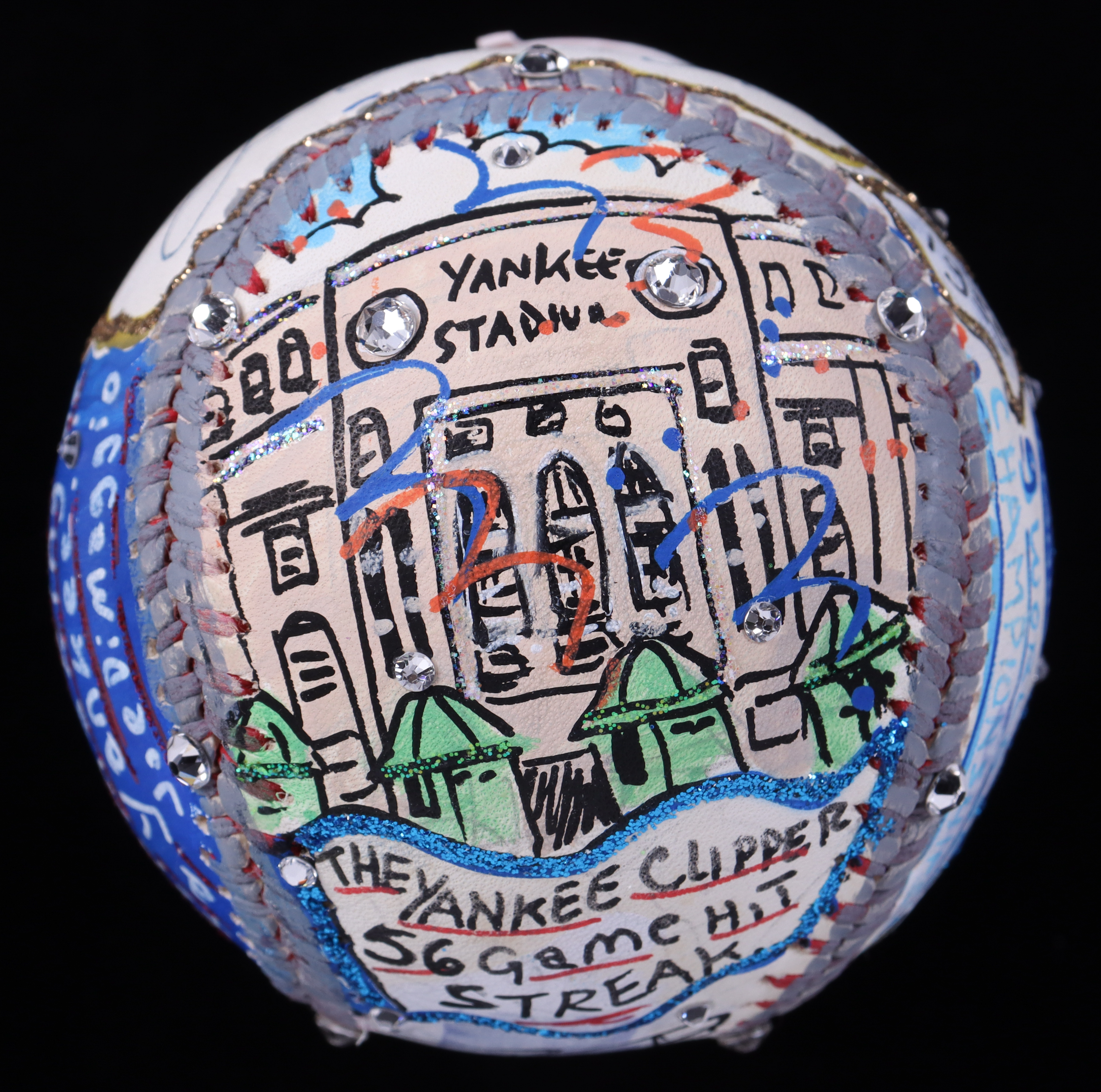 Joe DiMaggio Signed Baseball Hand-Painted by Renowned Pop Artist Charles Fazzino (PSA & PA) at PristineAuction.com Joe DiMaggio Signed Baseball Hand-Painted by Renowned Pop Artist Charles Fazzino (PSA & PA) at PristineAuction.com