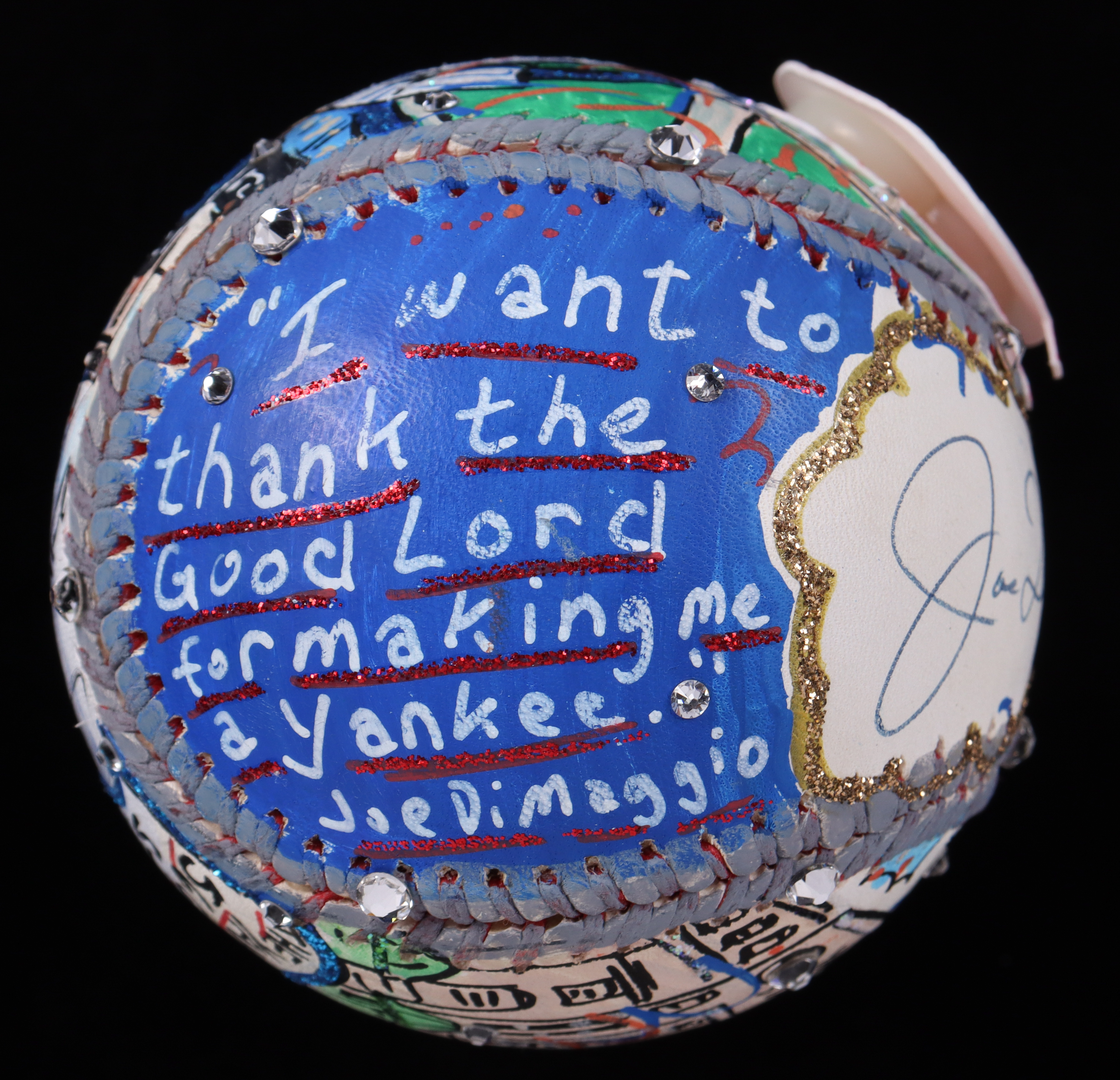 Joe DiMaggio Signed Baseball Hand-Painted by Renowned Pop Artist Charles Fazzino (PSA & PA) at PristineAuction.com Joe DiMaggio Signed Baseball Hand-Painted by Renowned Pop Artist Charles Fazzino (PSA & PA) at PristineAuction.com