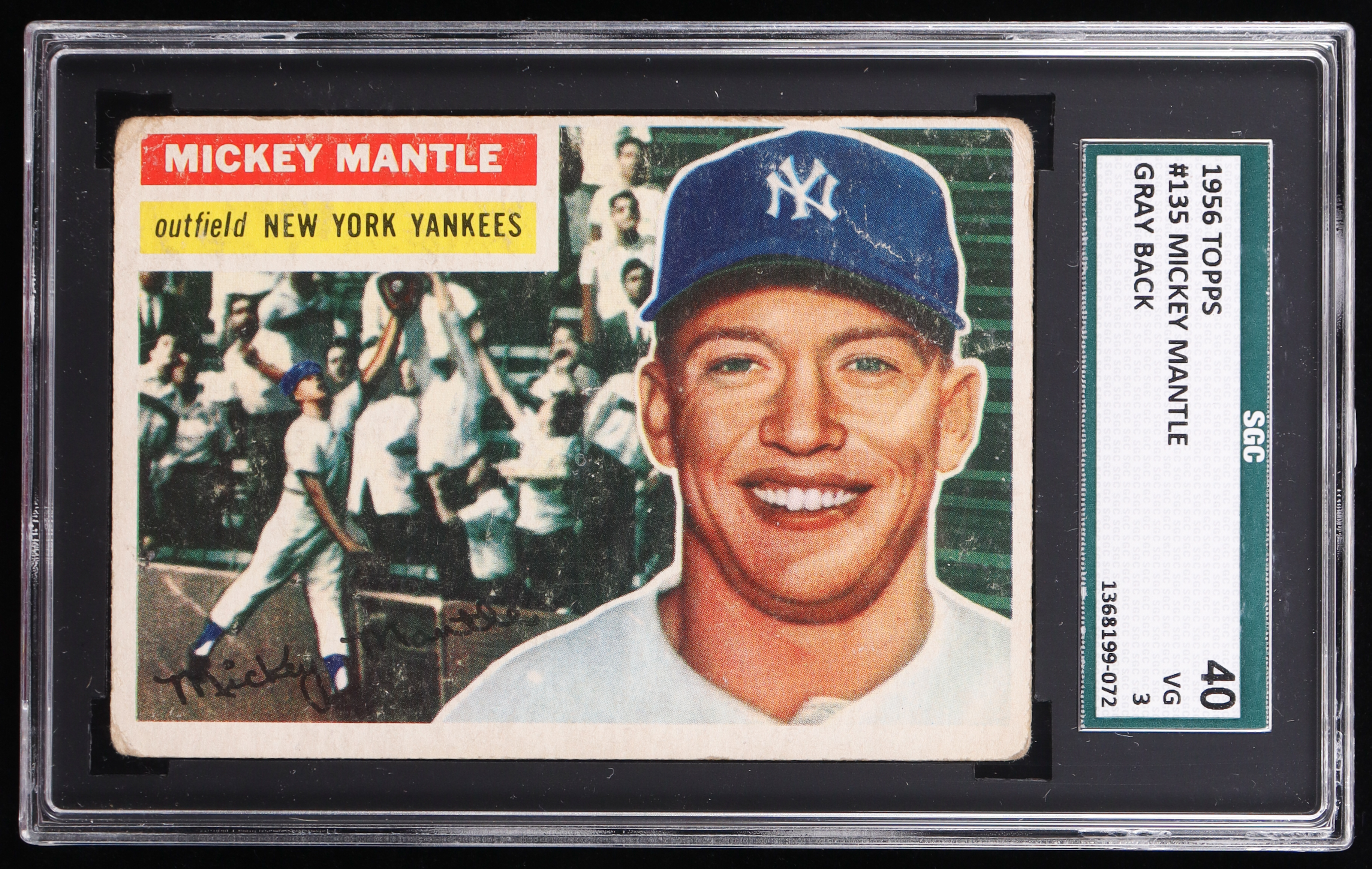 Mickey Mantle 1956 Topps / Gray Back #135 (SGC 3) at PristineAuction.com Mickey Mantle 1956 Topps / Gray Back #135 (SGC 3) at PristineAuction.com