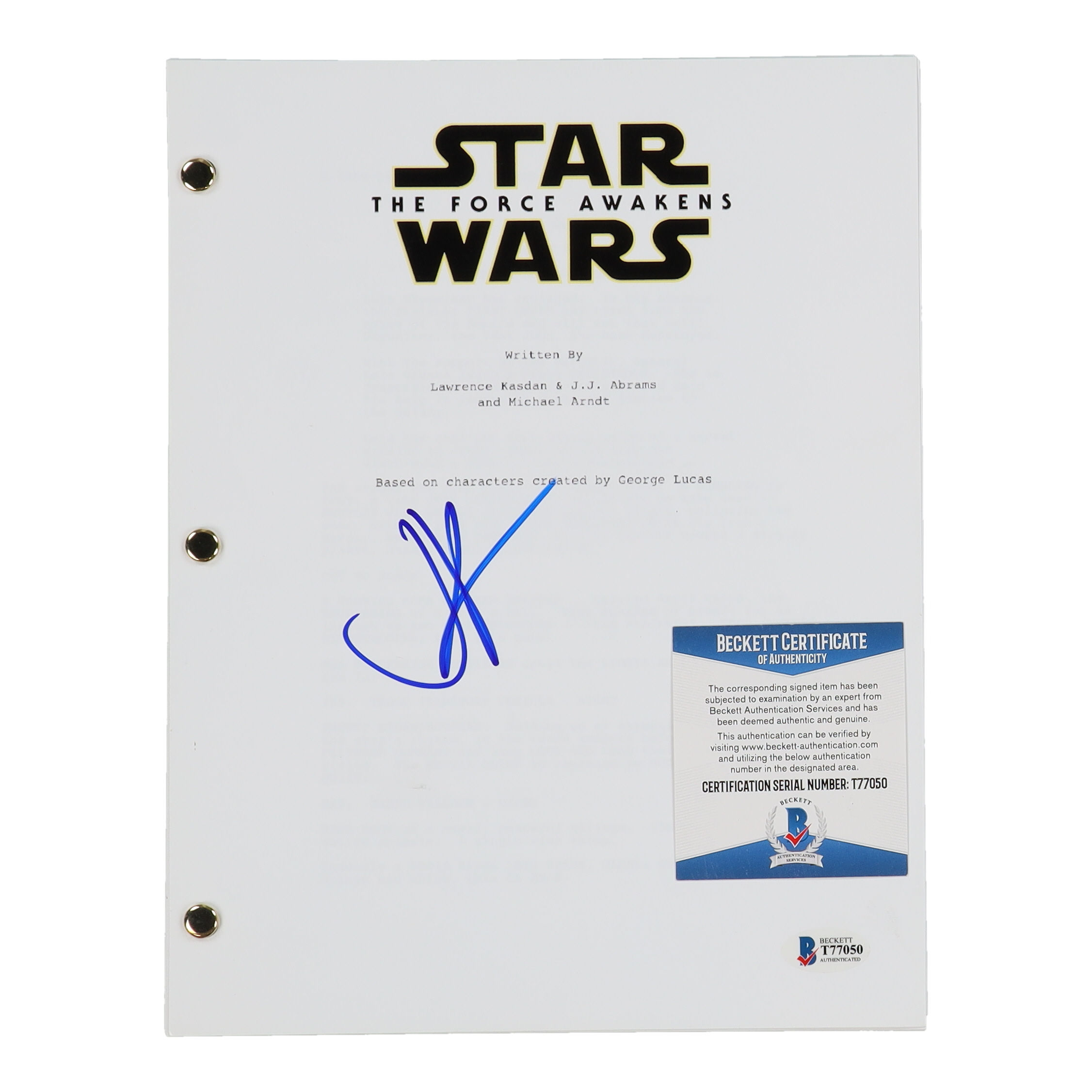 J. J. Abrams Signed "Star Wars: The Force Awakens" Replica Script (Beckett) at PristineAuction.com J. J. Abrams Signed "Star Wars: The Force Awakens" Replica Script (Beckett) at PristineAuction.com