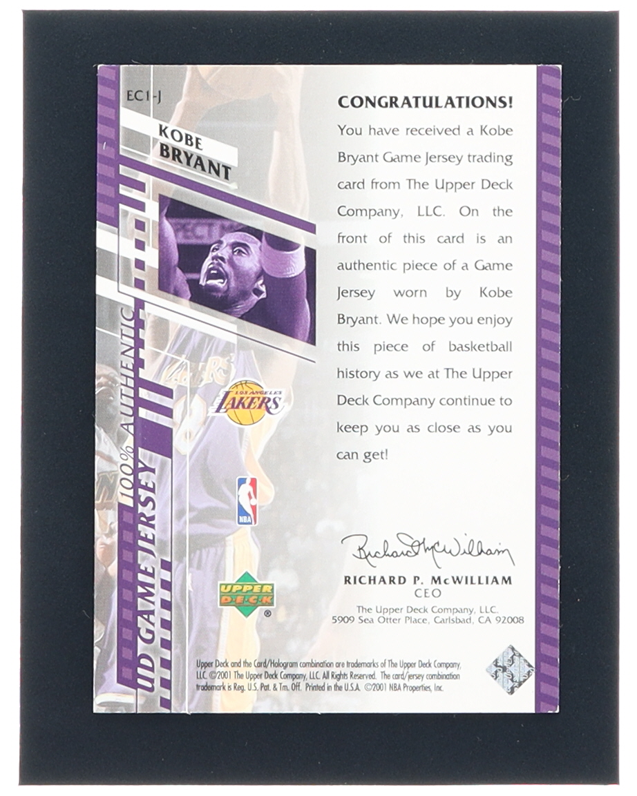 Kobe Bryant 2000-01 Upper Deck e-Card 1 #EC1J Jersey #14/300 at PristineAuction.com Kobe Bryant 2000-01 Upper Deck e-Card 1 #EC1J Jersey #14/300 at PristineAuction.com