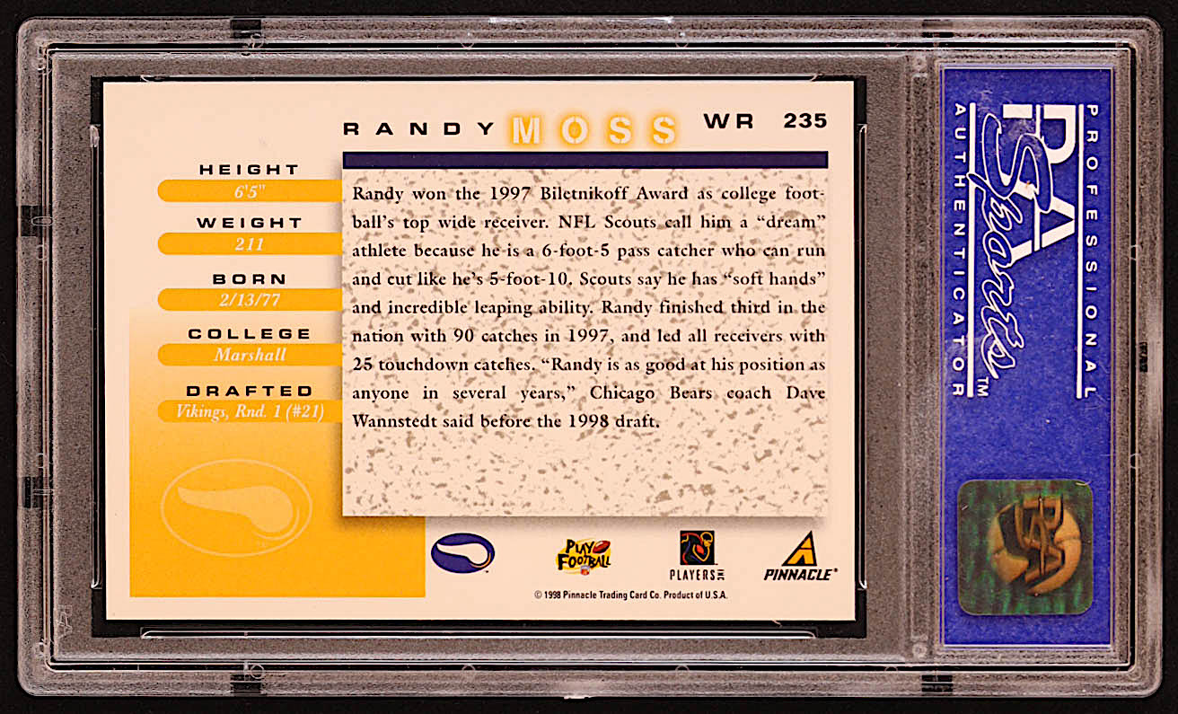 Randy Moss 1998 Score #235 RC (PSA 9) at PristineAuction.com Randy Moss 1998 Score #235 RC (PSA 9) at PristineAuction.com