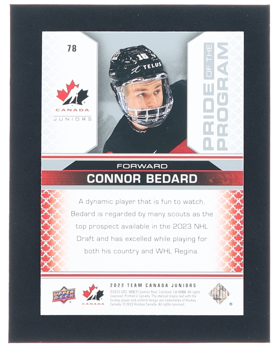 Connor Bedard 2022-23 Upper Deck Team Canada Juniors #78 POP at PristineAuction.com Connor Bedard 2022-23 Upper Deck Team Canada Juniors #78 POP at PristineAuction.com