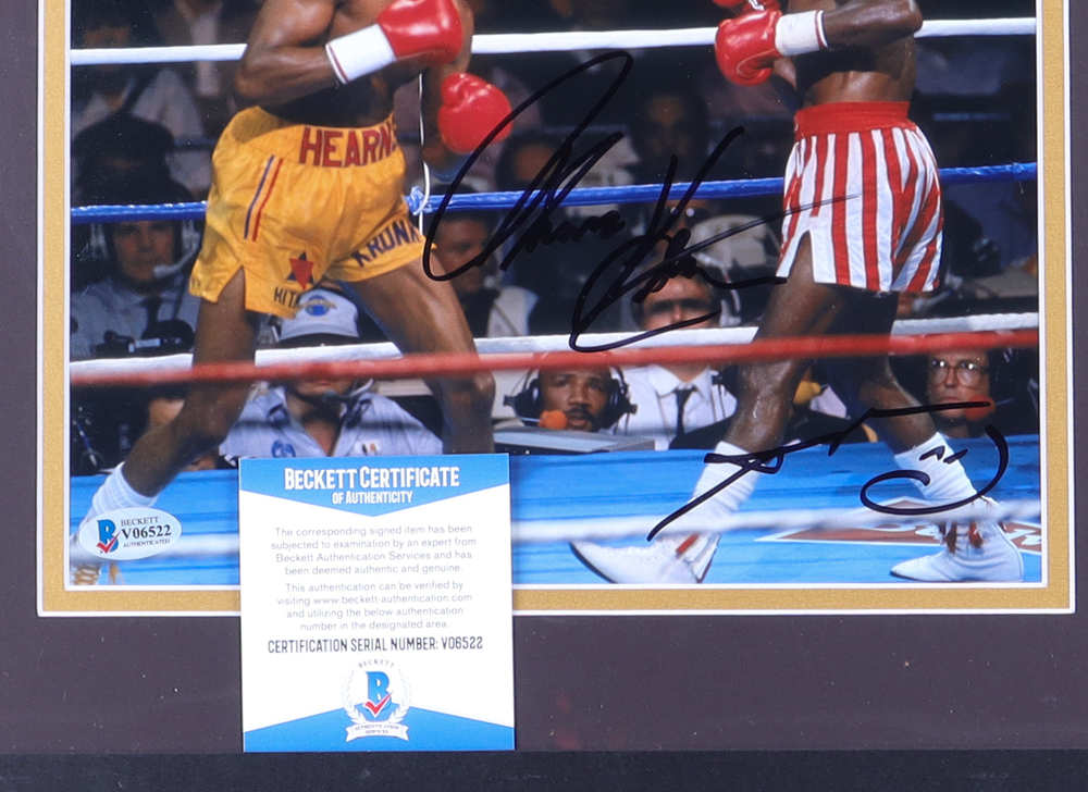 Sugar Ray Leonard & Thomas Hearns Signed Custom Framed Photo Display (Beckett) at PristineAuction.com Sugar Ray Leonard & Thomas Hearns Signed Custom Framed Photo Display (Beckett) at PristineAuction.com