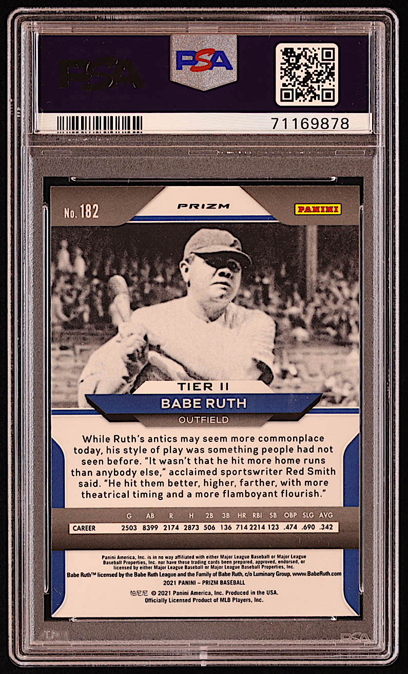 Babe Ruth 2021 Panini Prizm Prizms Red White and Blue #182 (PSA 9 ...