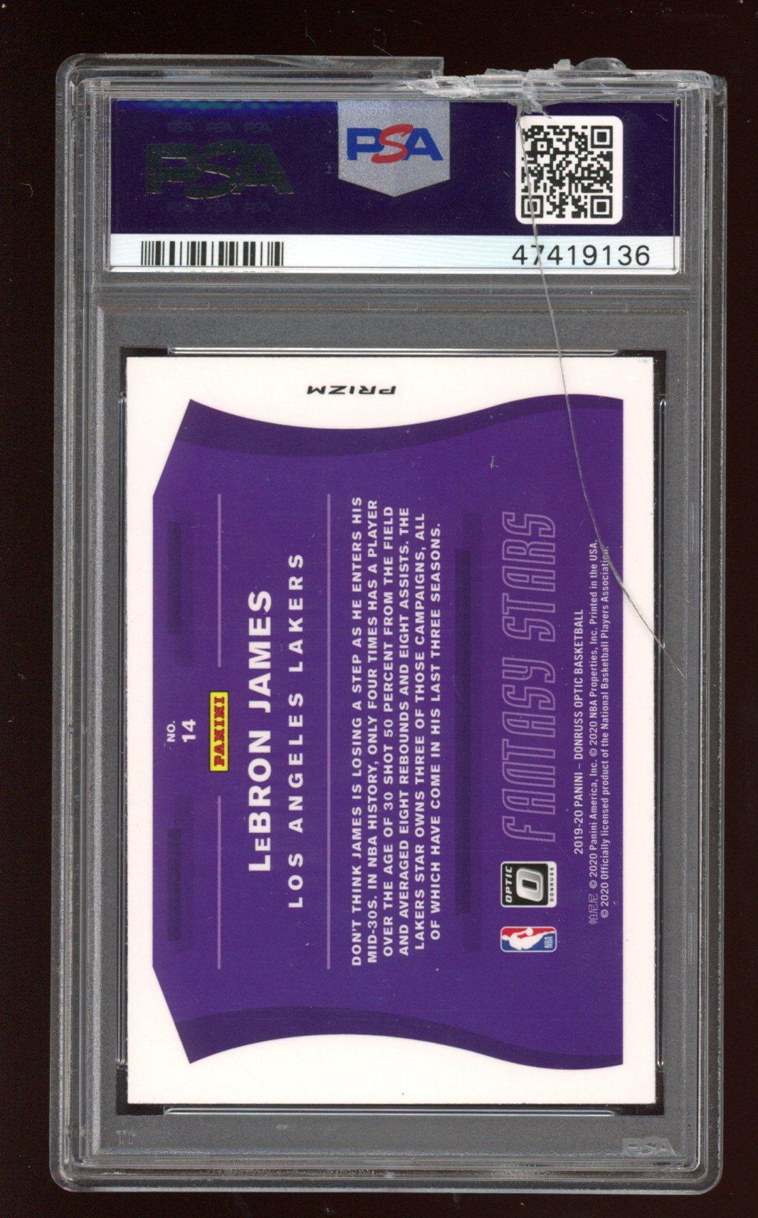 LeBron James 2019-20 Donruss Optic Fantasy Stars Holo #14 (PSA 10) (See Description) at PristineAuction.com LeBron James 2019-20 Donruss Optic Fantasy Stars Holo #14 (PSA 10) (See Description) at PristineAuction.com