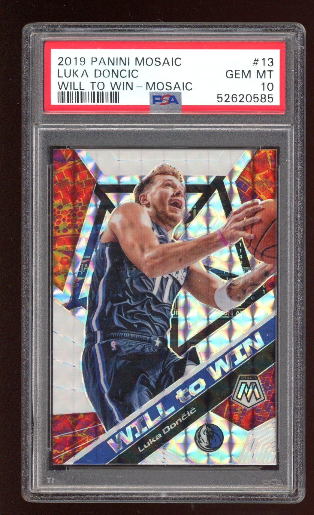 Luka Doncic 2019-20 Panini Mosaic Will to Win Mosaic #13 (PSA 10) at PristineAuction.com Luka Doncic 2019-20 Panini Mosaic Will to Win Mosaic #13 (PSA 10) at PristineAuction.com